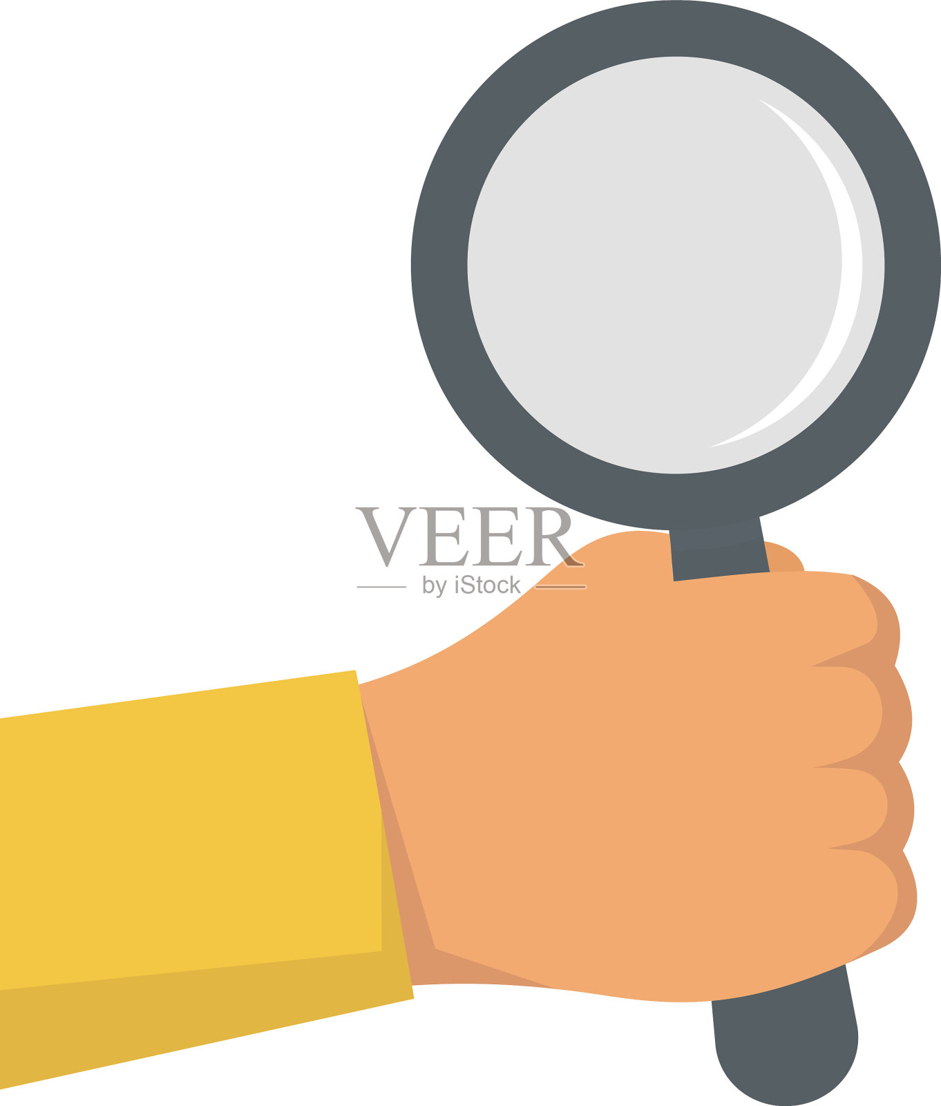 手放大玻璃图标平面风格设计元素图片