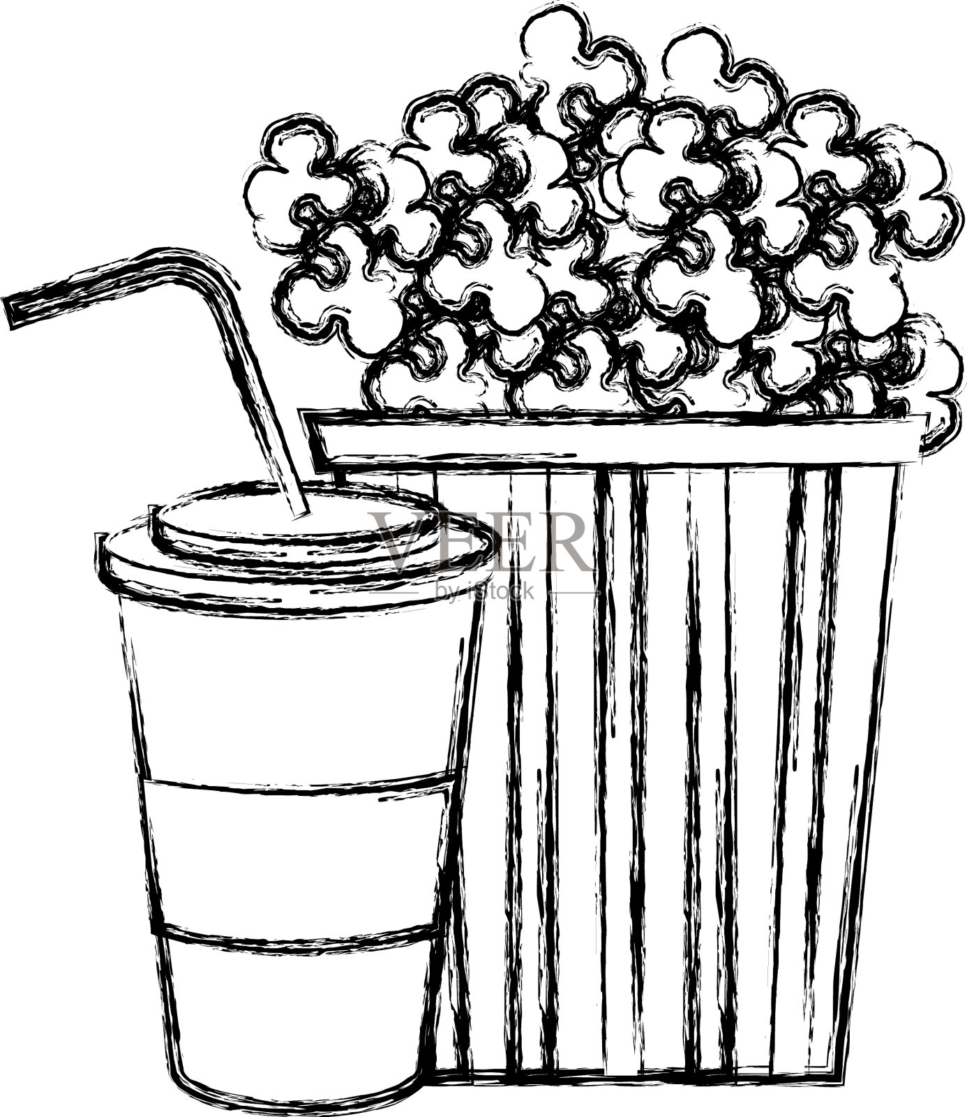 爆米花和苏打饮料设计元素图片