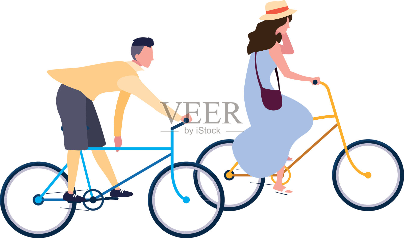 人们骑自行车活动形象设计元素图片