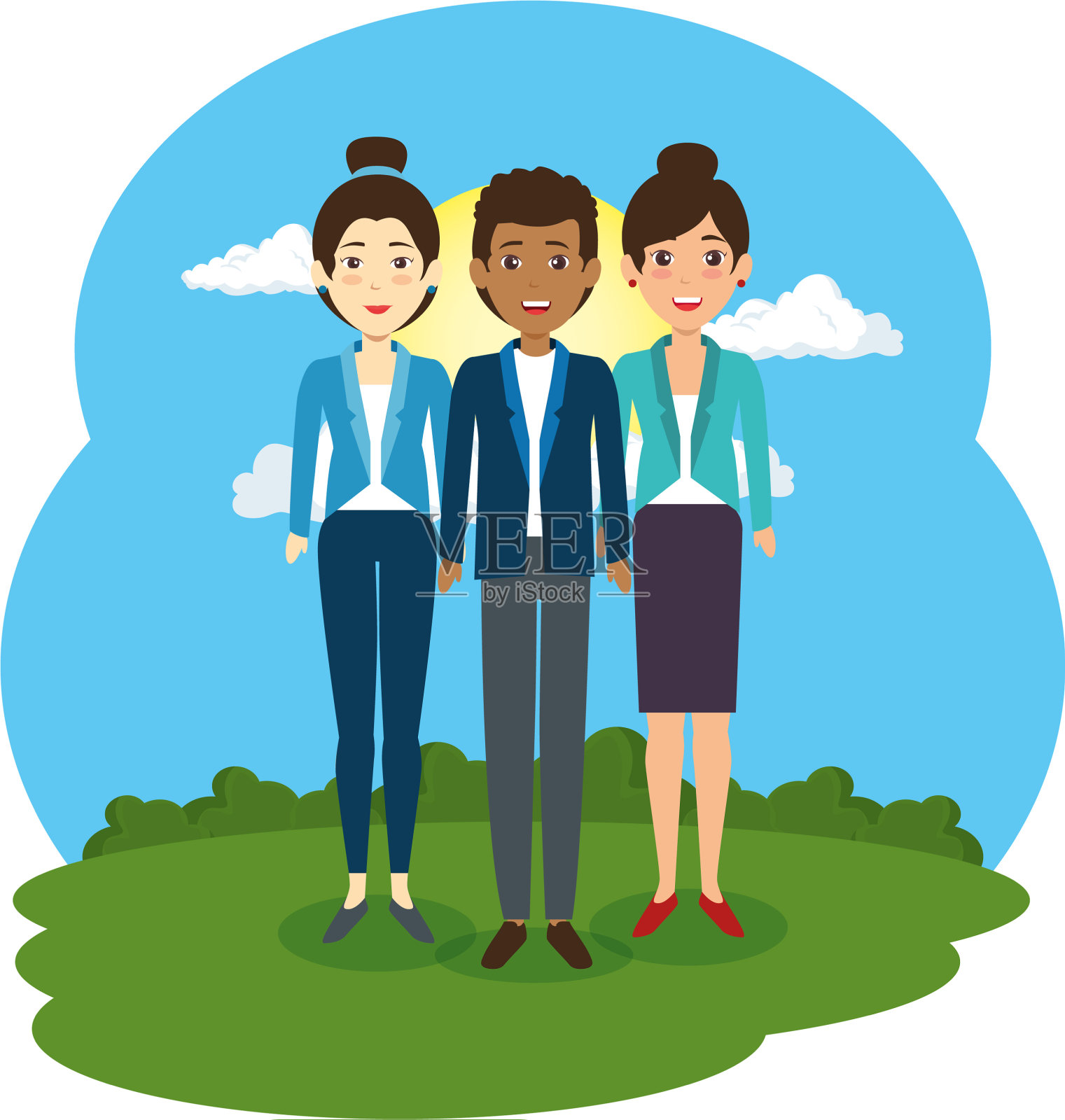 一群商业人士的景观设计元素图片