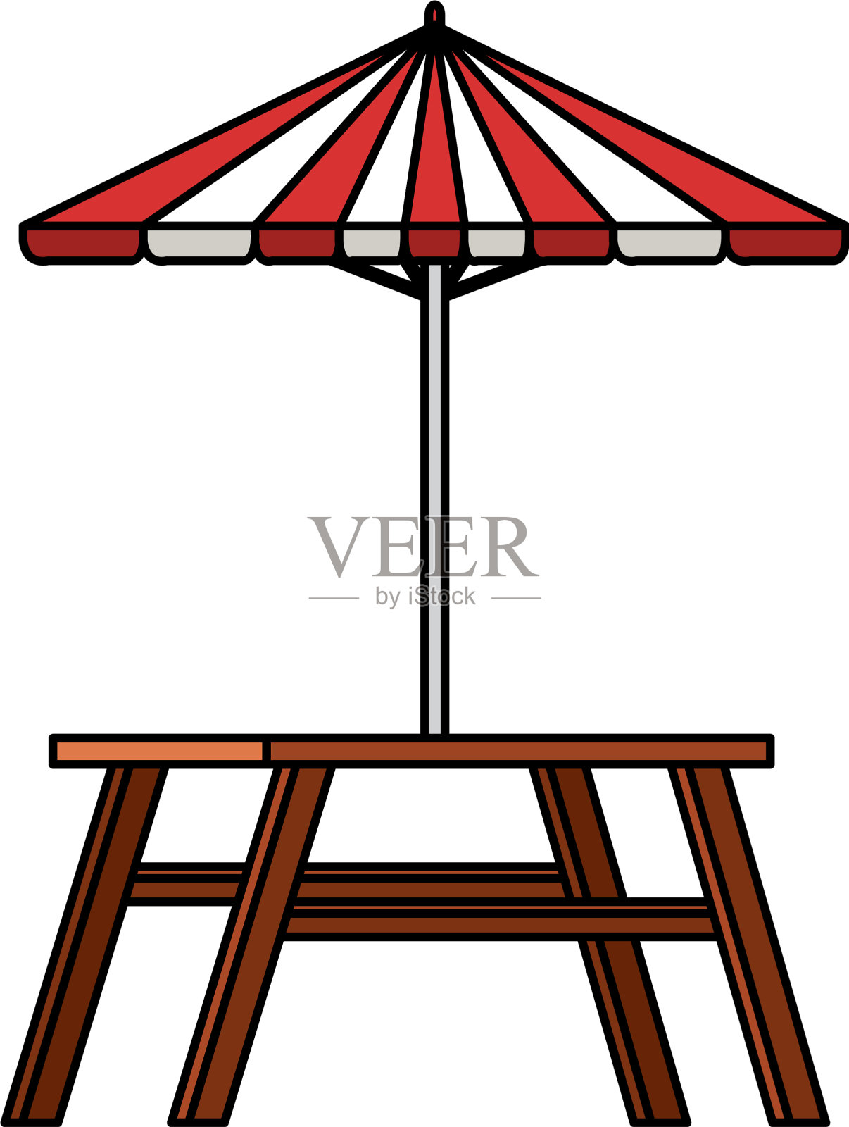 带伞的野餐桌设计元素图片