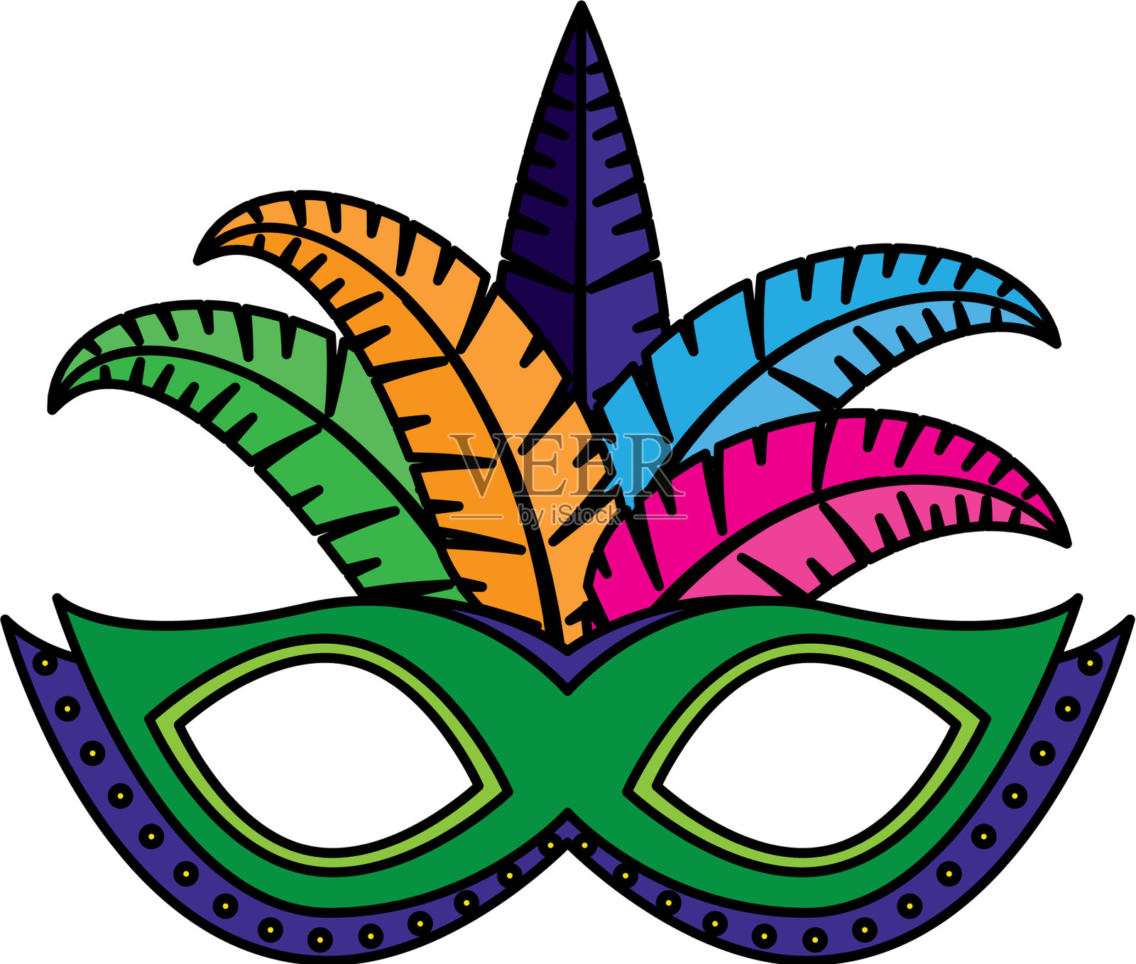 狂欢节羽毛面具设计元素图片