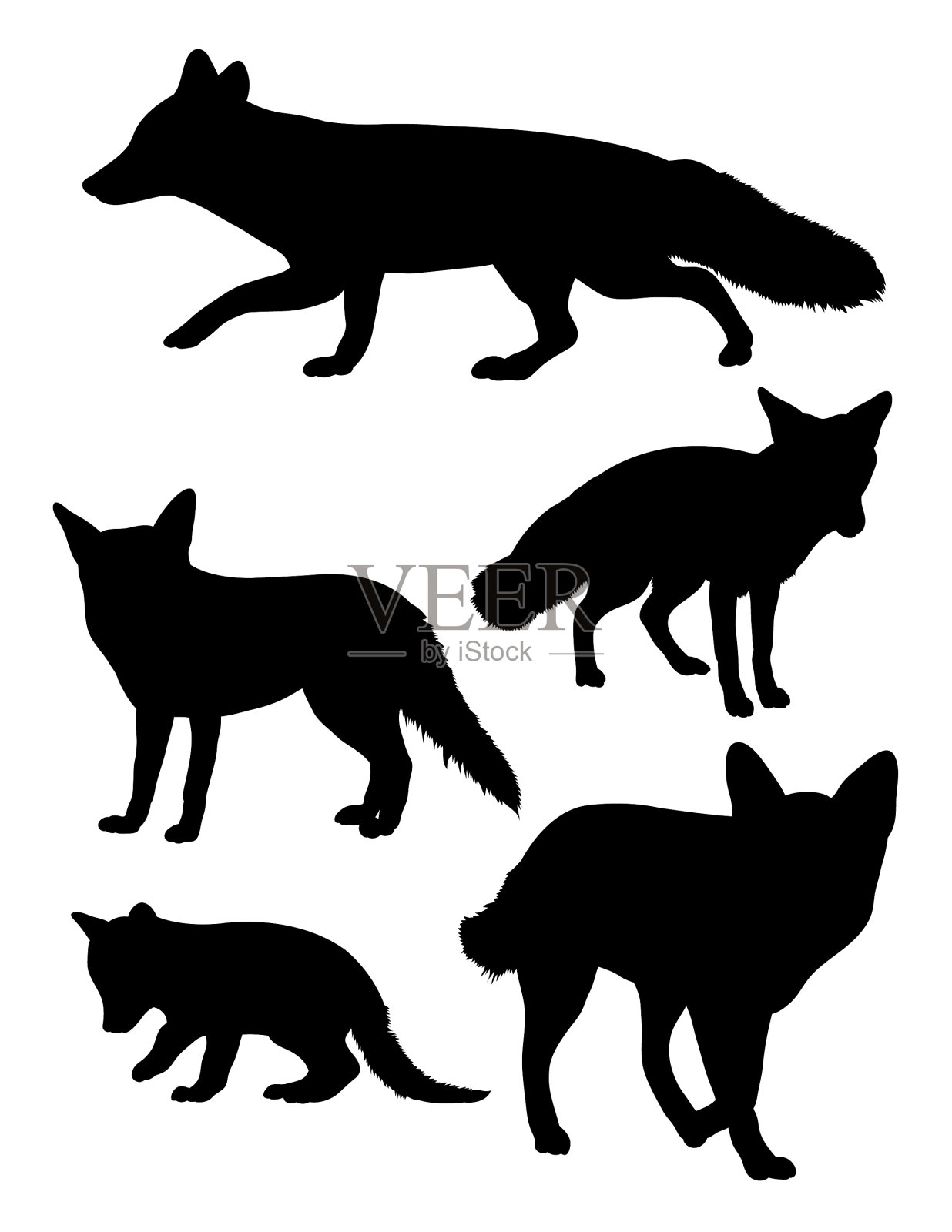 狐类哺乳动物剪影设计元素图片