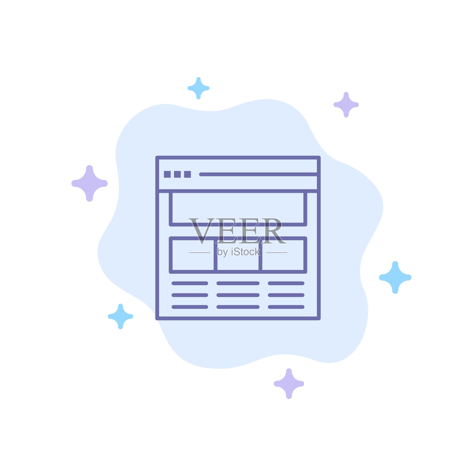 网站页面界面web在线蓝色图标上设计模板素材