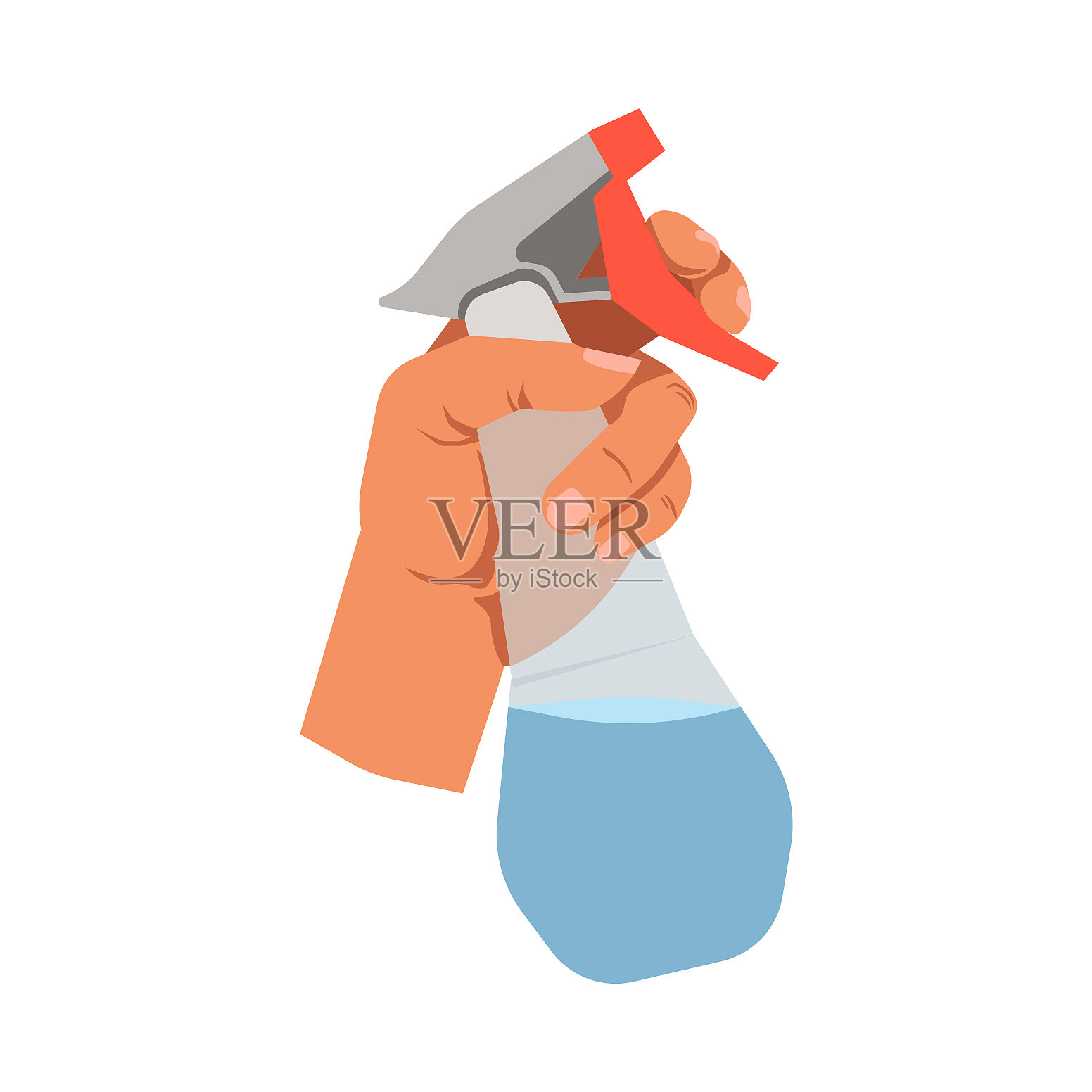 手持玻璃清洁剂喷平设计元素图片