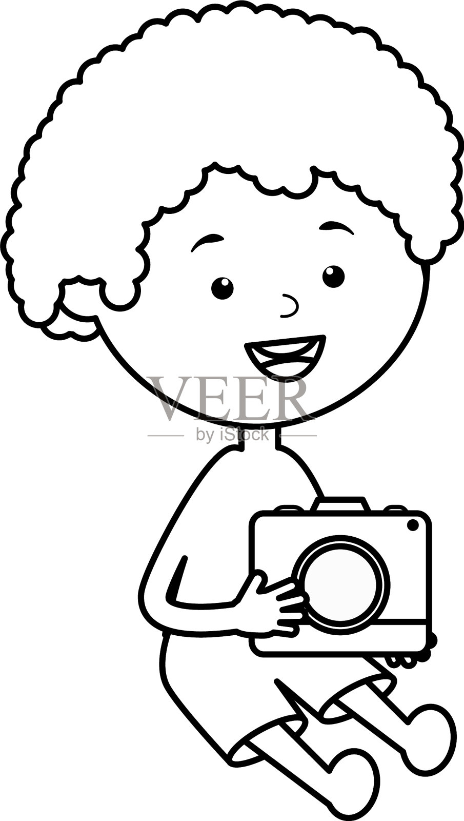 穿着泳衣和照相机的小男孩设计元素图片