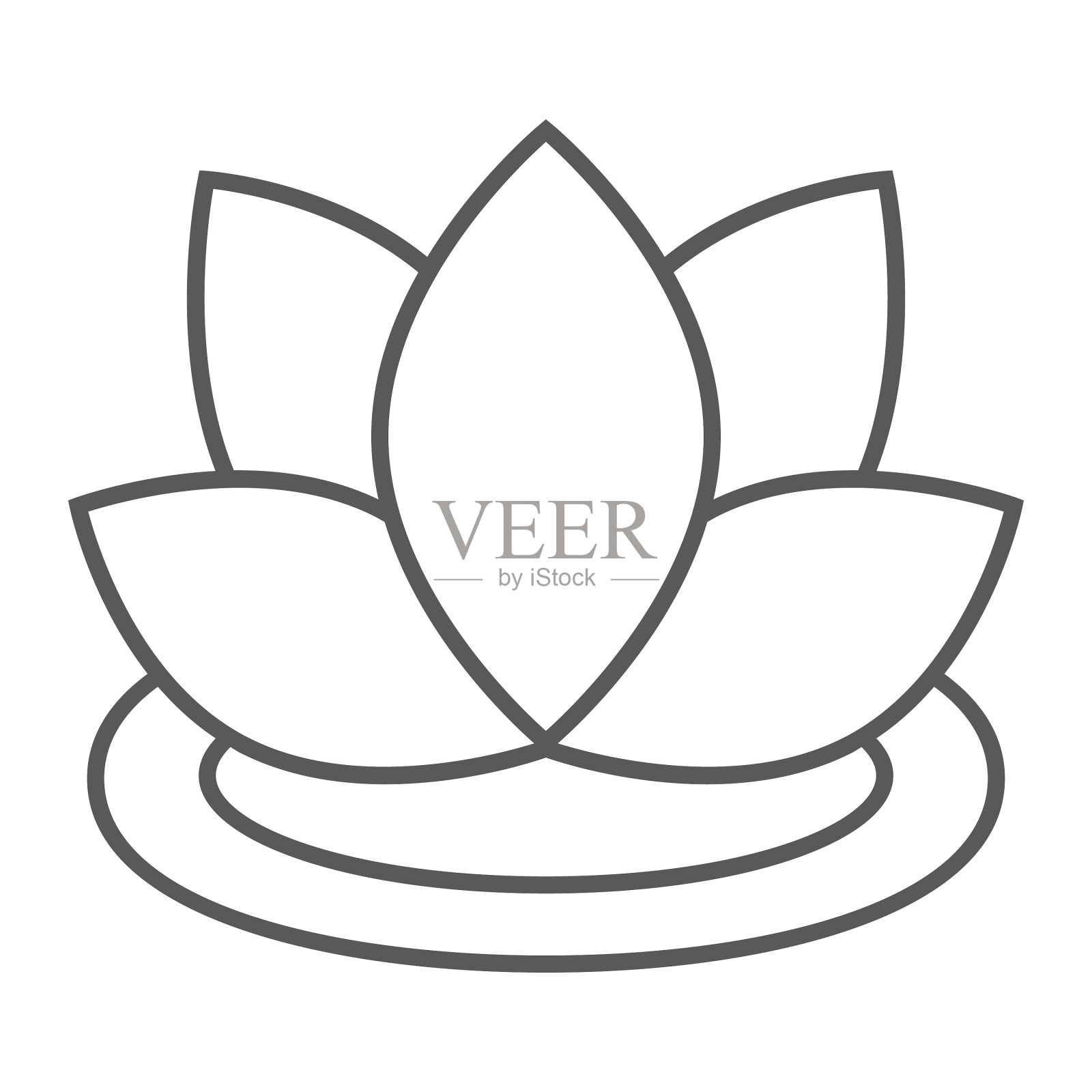 莲花细线标志花和水疗花卉标志设计元素图片