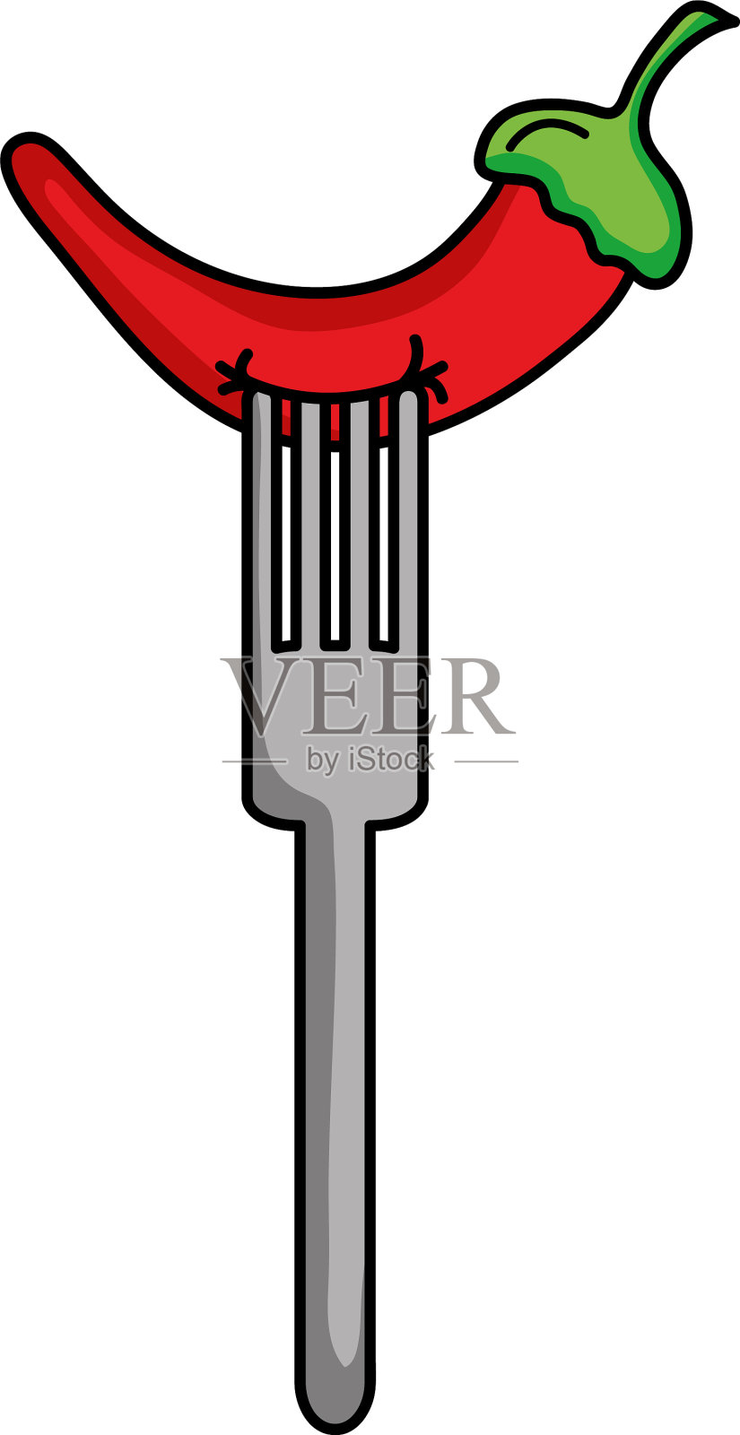 叉子配上新鲜的辣椒蔬菜设计元素图片