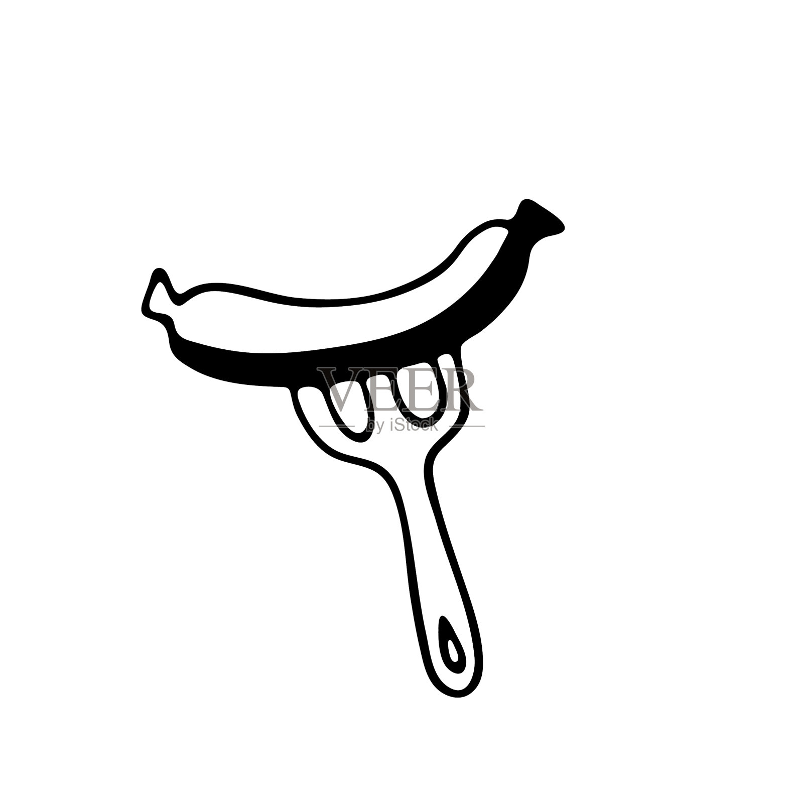 香肠上的叉子图标在涂鸦风格孤立上图标素材