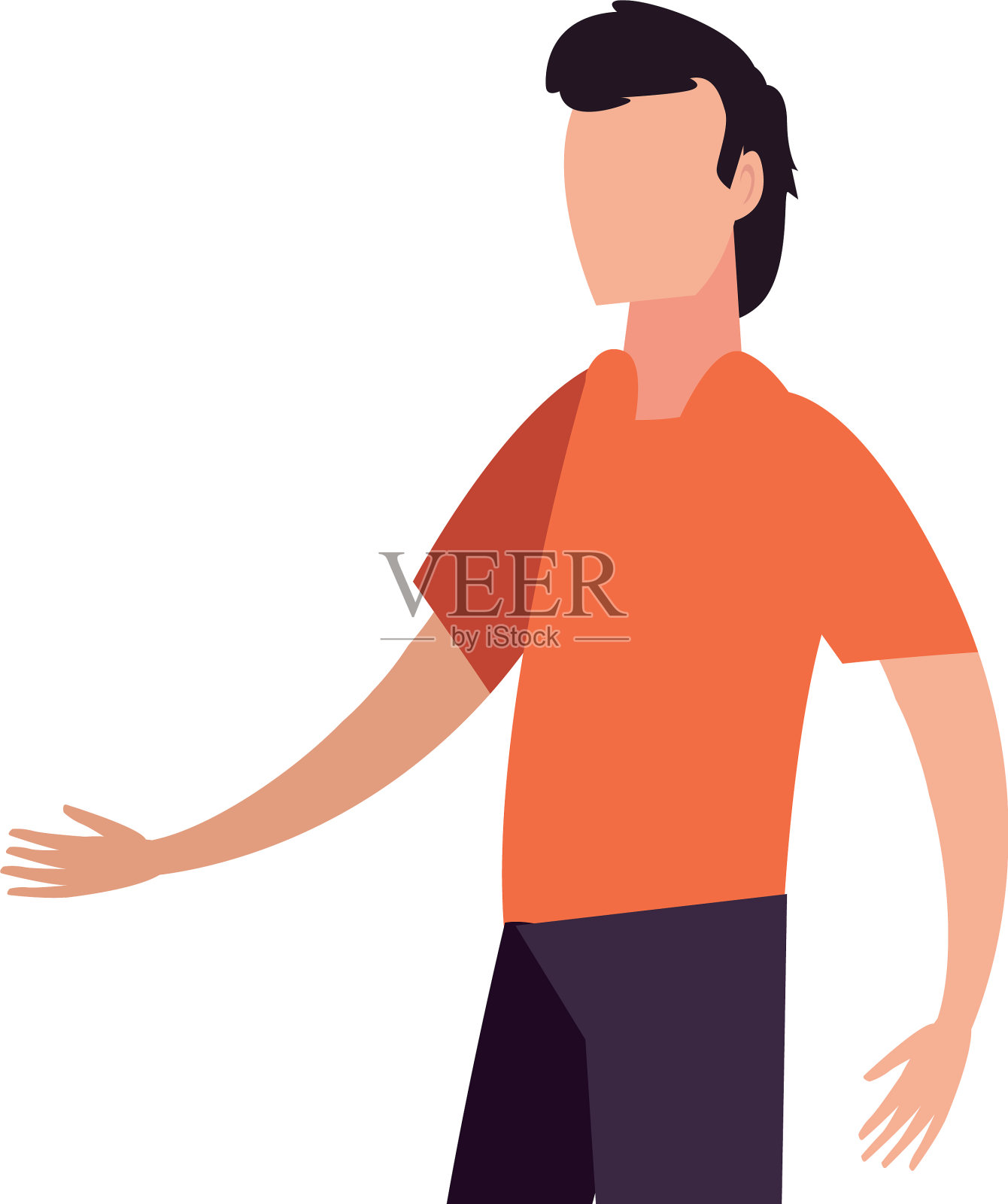 白人背景下的快乐年轻人设计元素图片