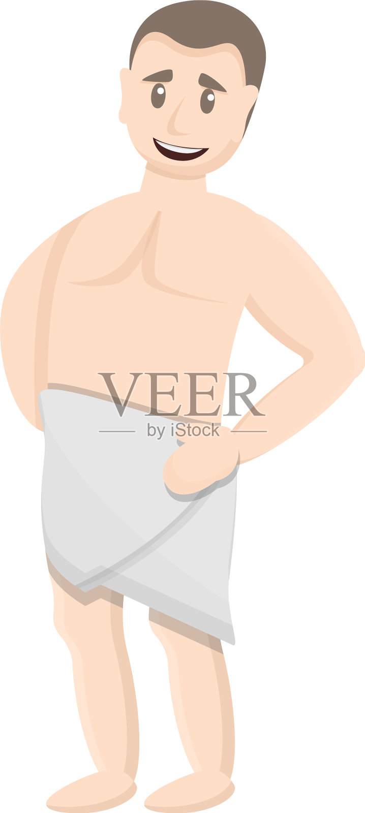 男人在浴巾图标卡通风格设计元素图片