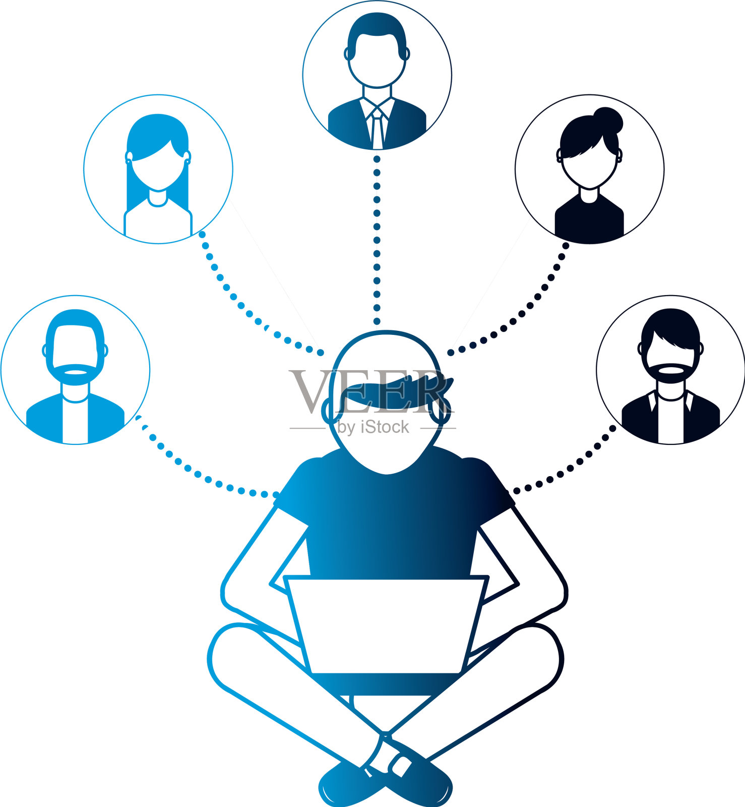 用笔记本电脑连接的人设计元素图片