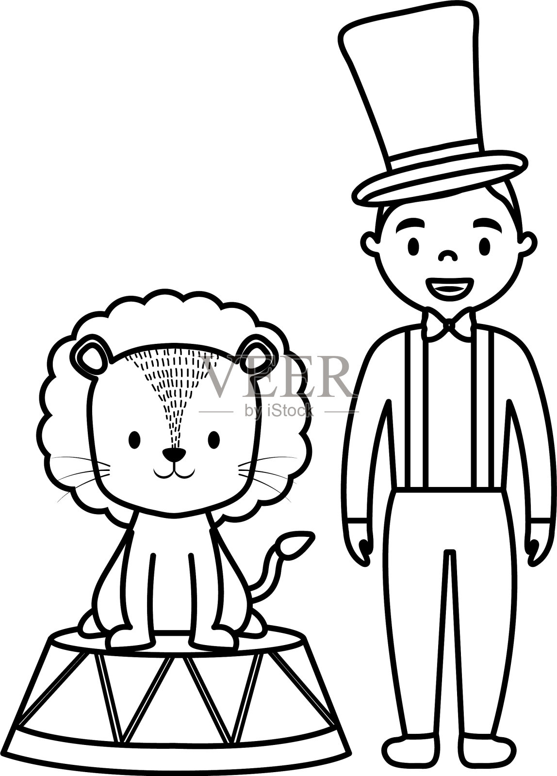可爱的马戏团狮子与魔术师的性格设计元素图片