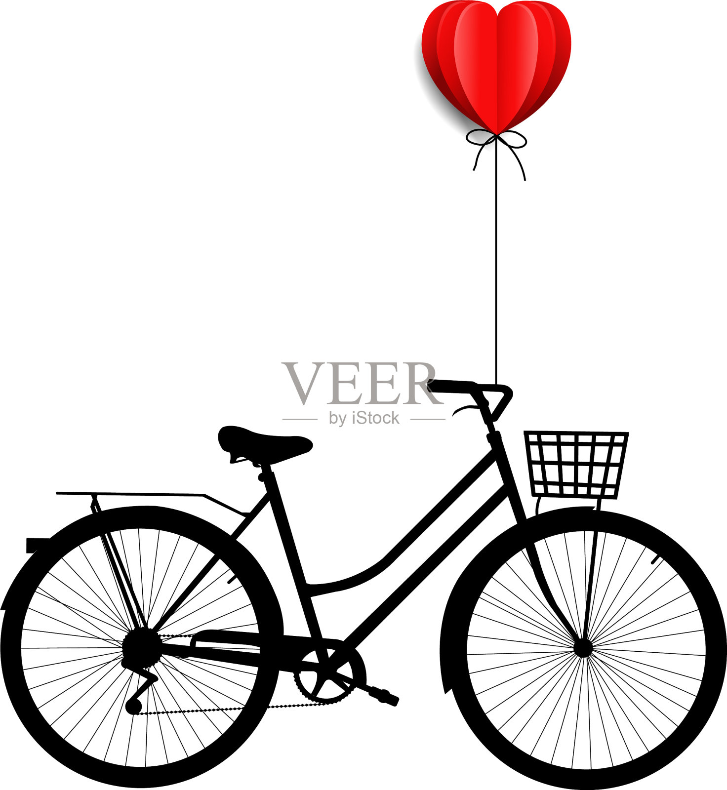 自行车与心设计元素图片