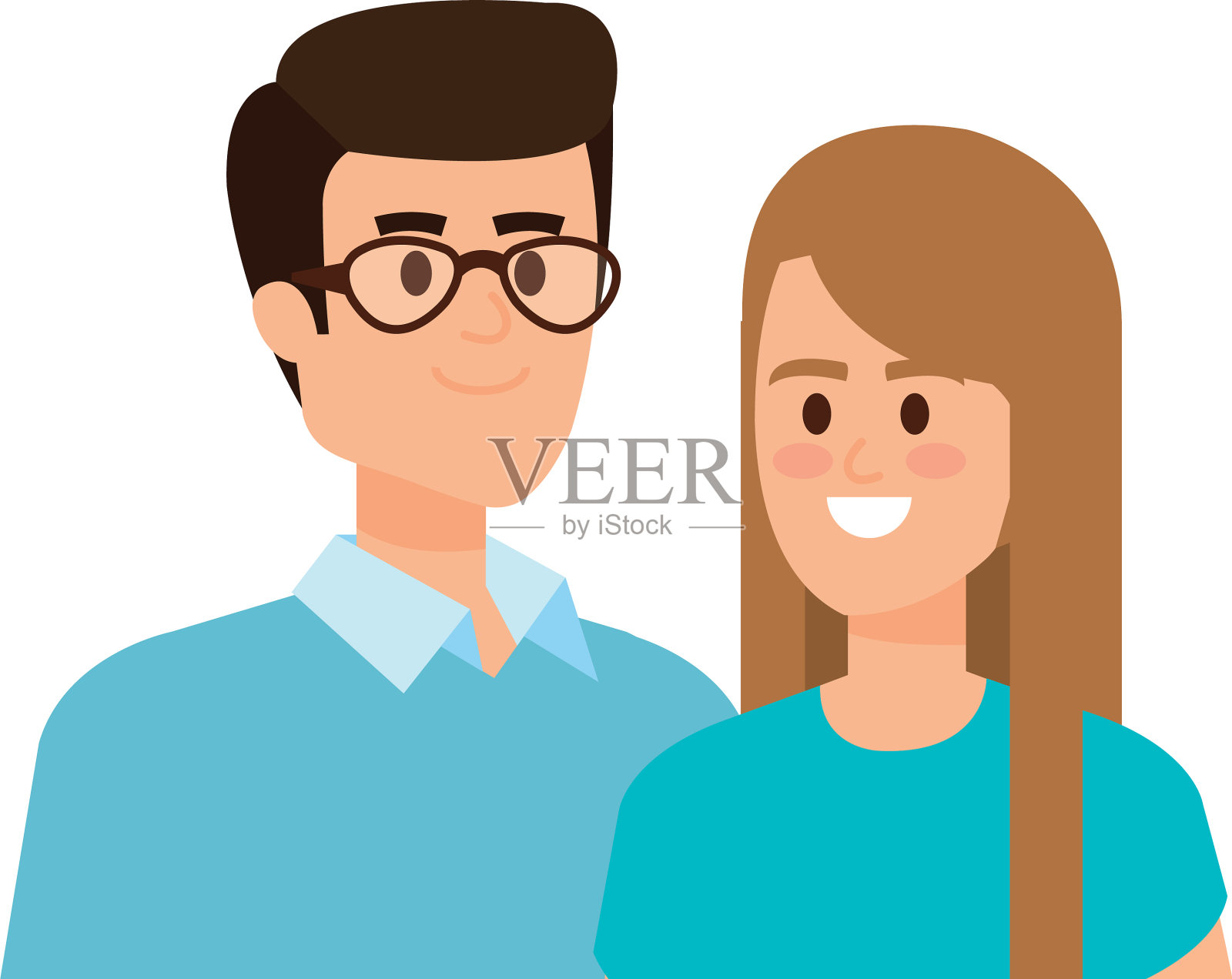 年轻情侣和情侣的化身设计元素图片