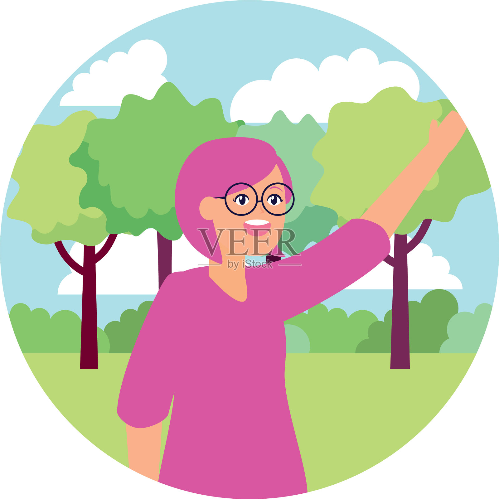 庆祝女性双臂伸向公园设计元素图片