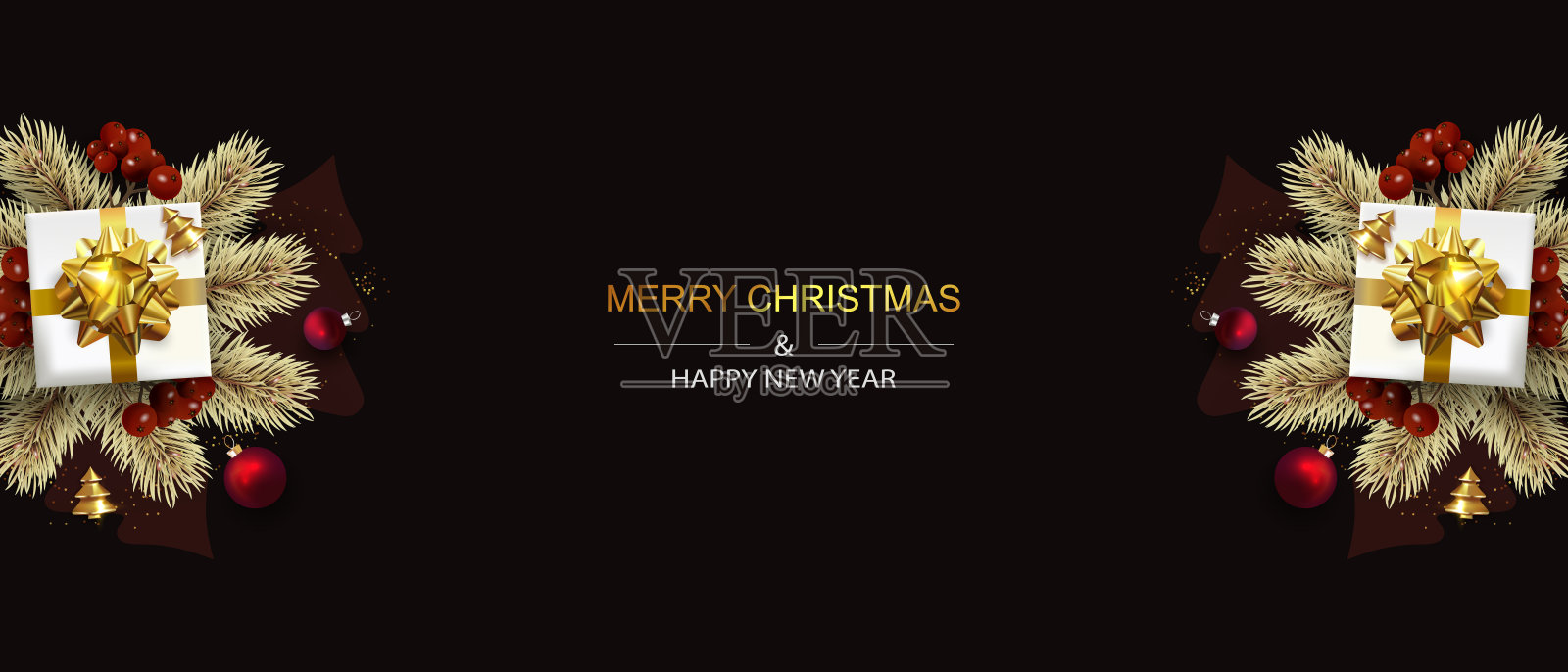 圣诞节的边界。新年快乐。设计模板素材