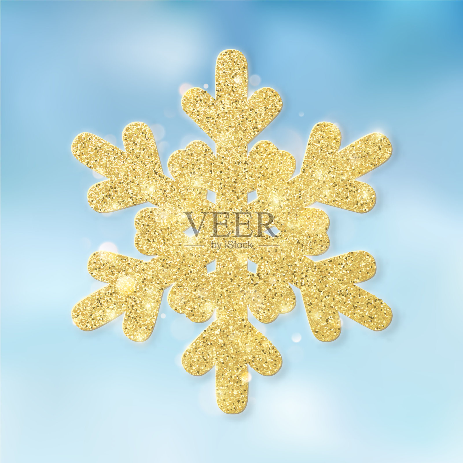 闪闪发光的金色雪花上覆盖着闪光设计模板素材