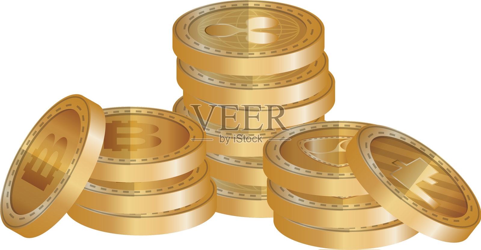 堆虚拟货币设计元素图片