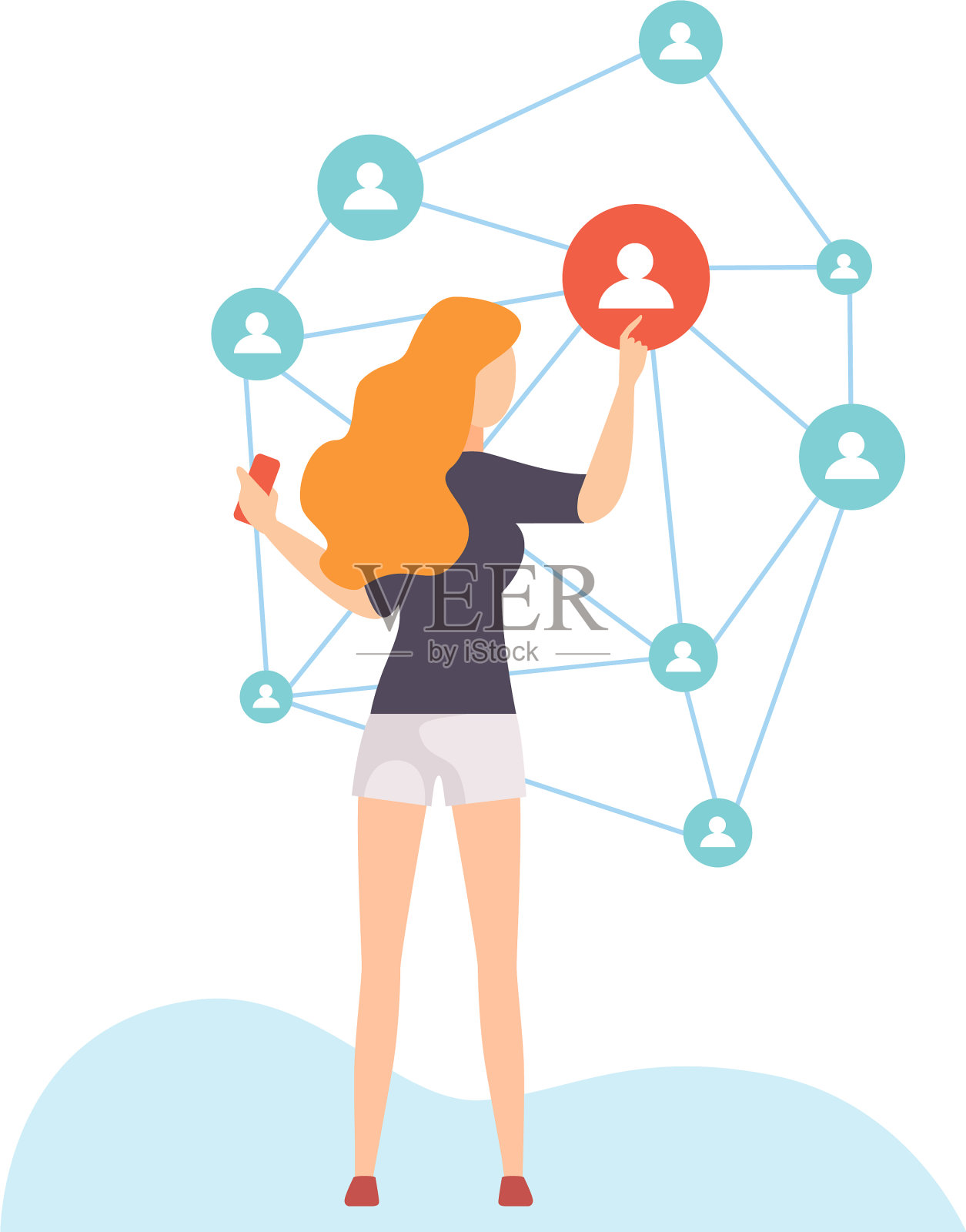 女孩连接世界各地年轻的女人设计元素图片