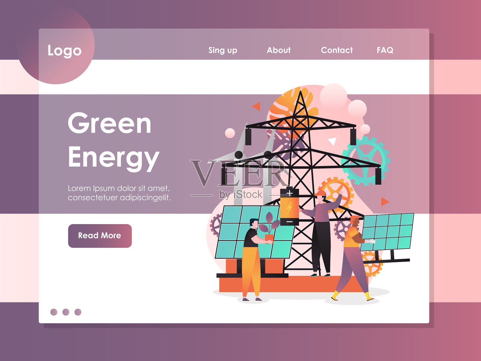 绿色能源网站登陆页面设计设计模板素材