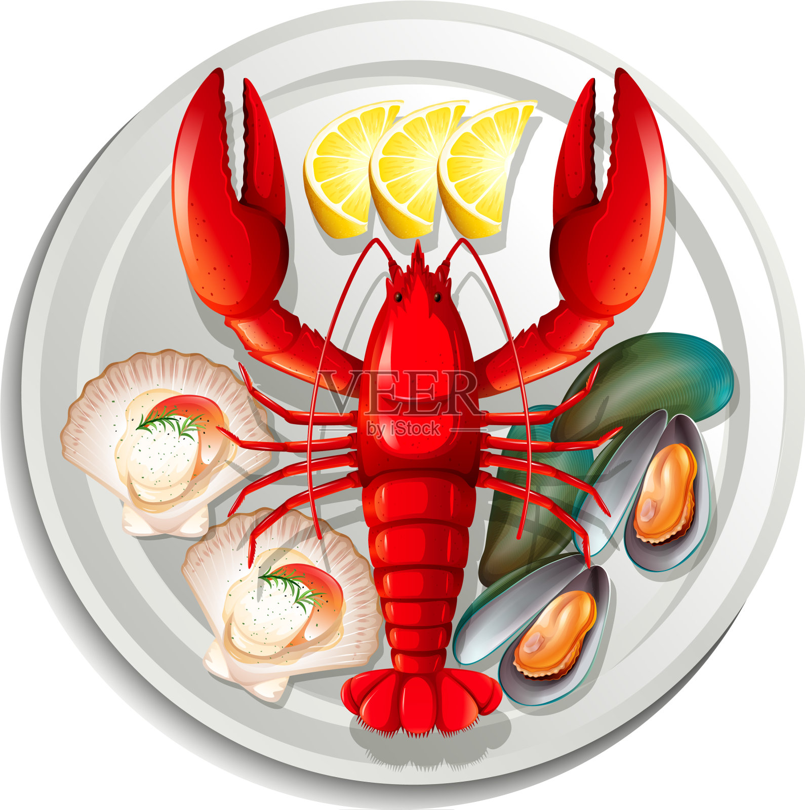 盛在盘子里的海鲜设计元素图片