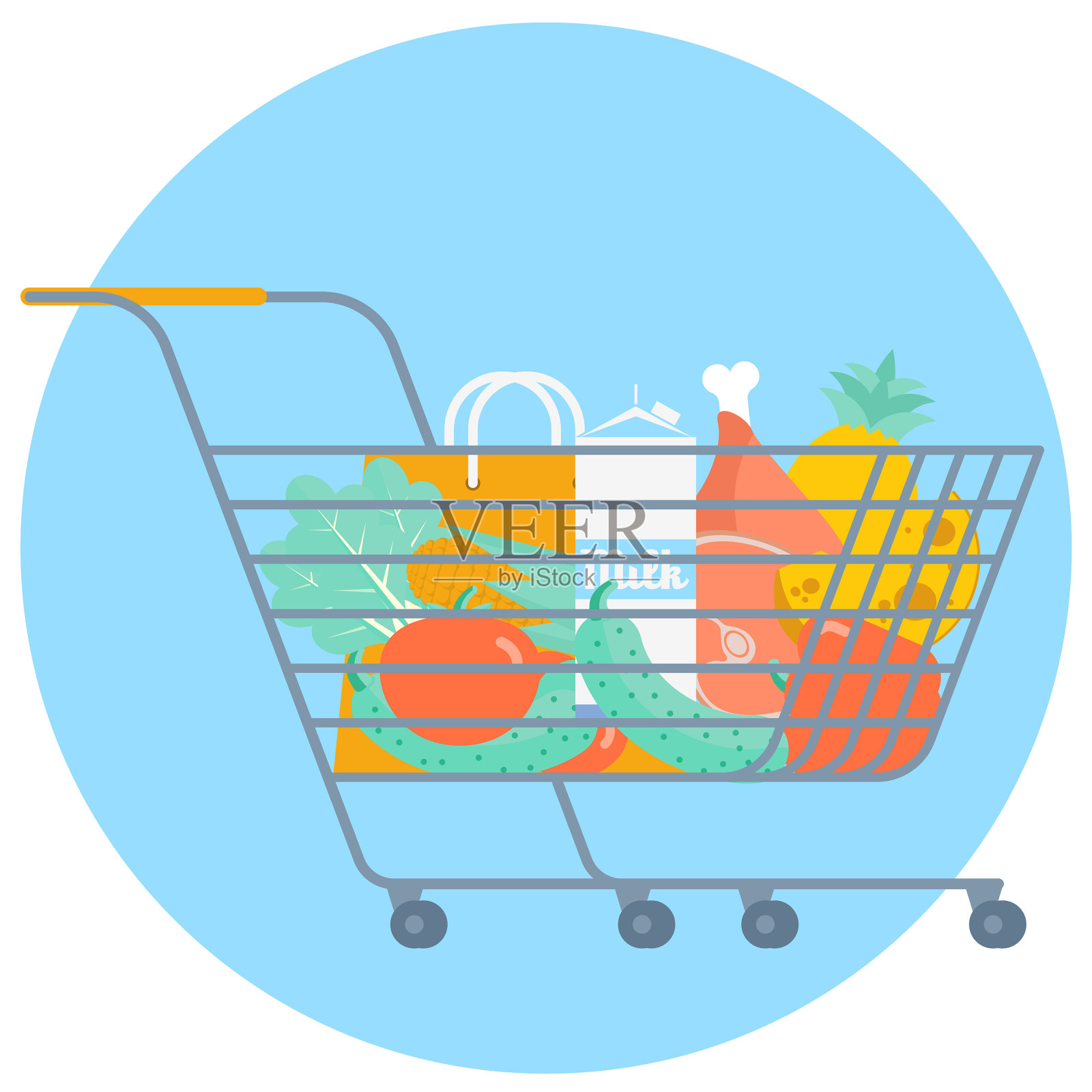 装食物的购物车设计元素图片