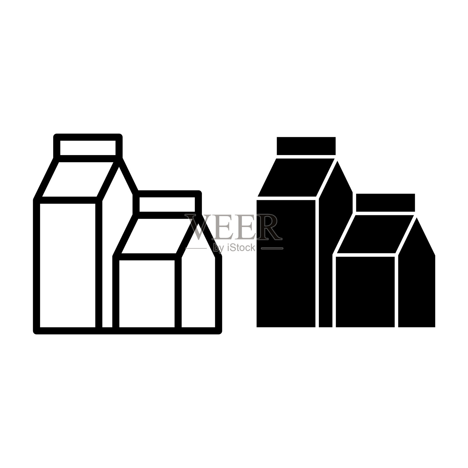 纸箱牛奶线和字形的图标开菲尔图标素材