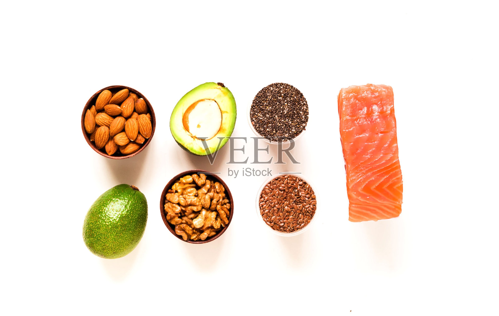 植物,除了大豆。在白色背景下的生酮饮食成分。健康饮食的概念照片摄影图片