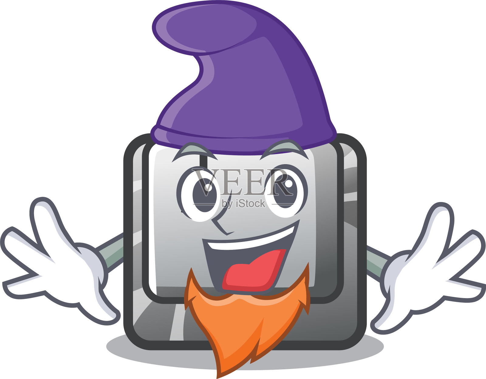 精灵按钮j安装在卡通电脑上设计元素图片