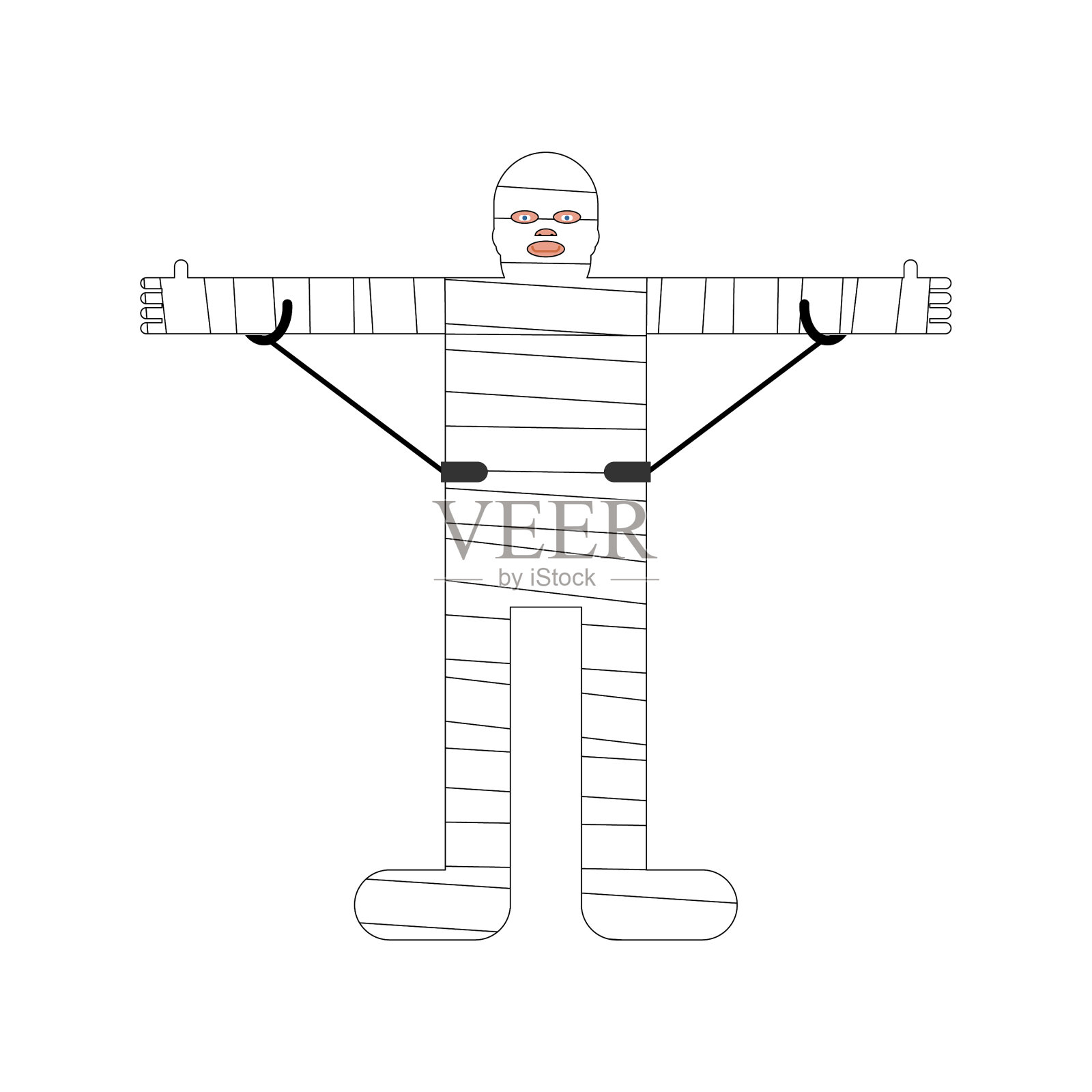 受伤的男子孤立地用绷带包扎着设计元素图片