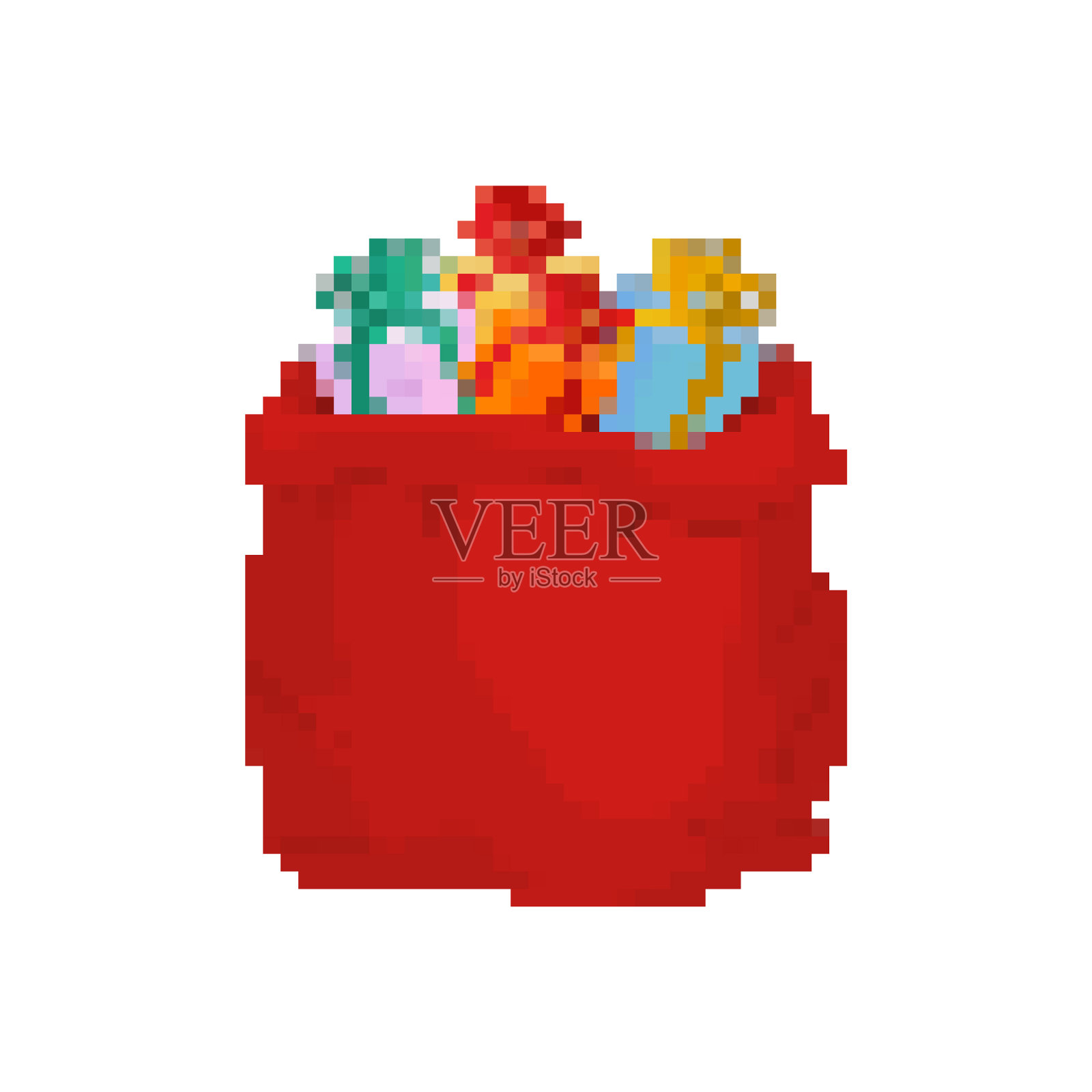 圣诞老人像素艺术大红色节日包设计元素图片