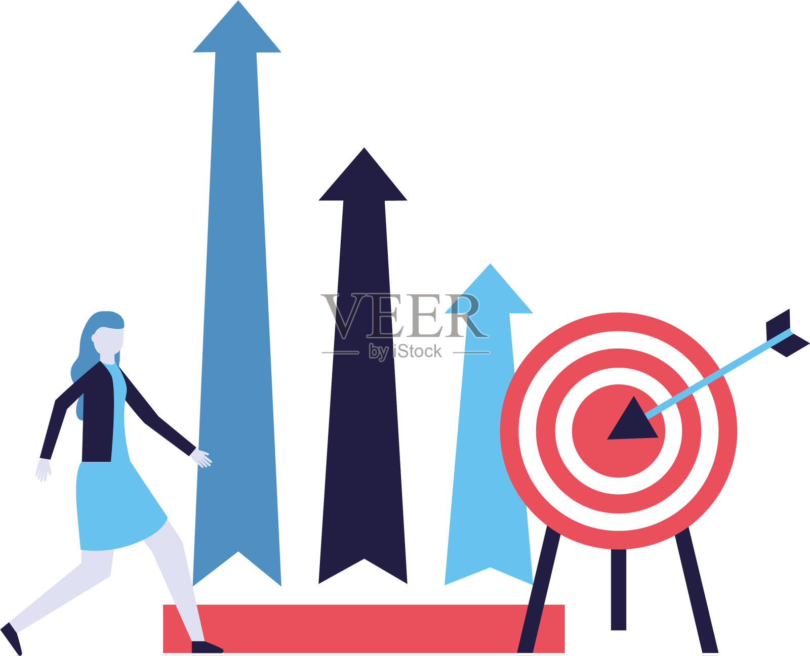 商业女性目标图表箭头设计元素图片