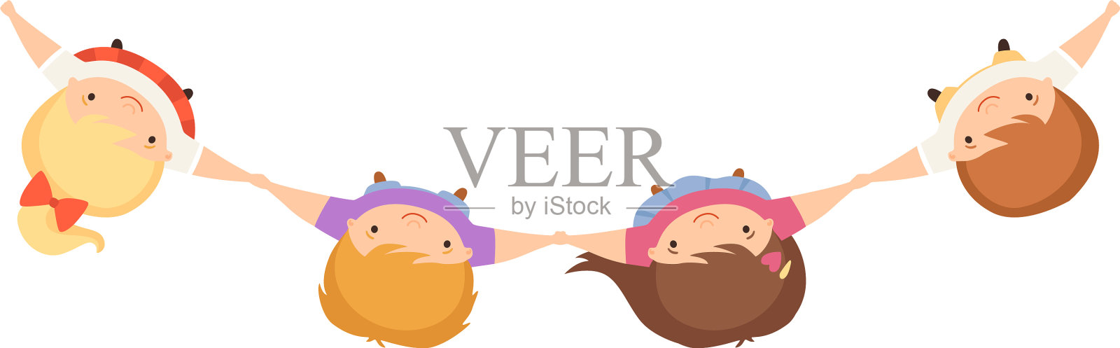 孩子们手牵着手站在一起可爱的小设计元素图片