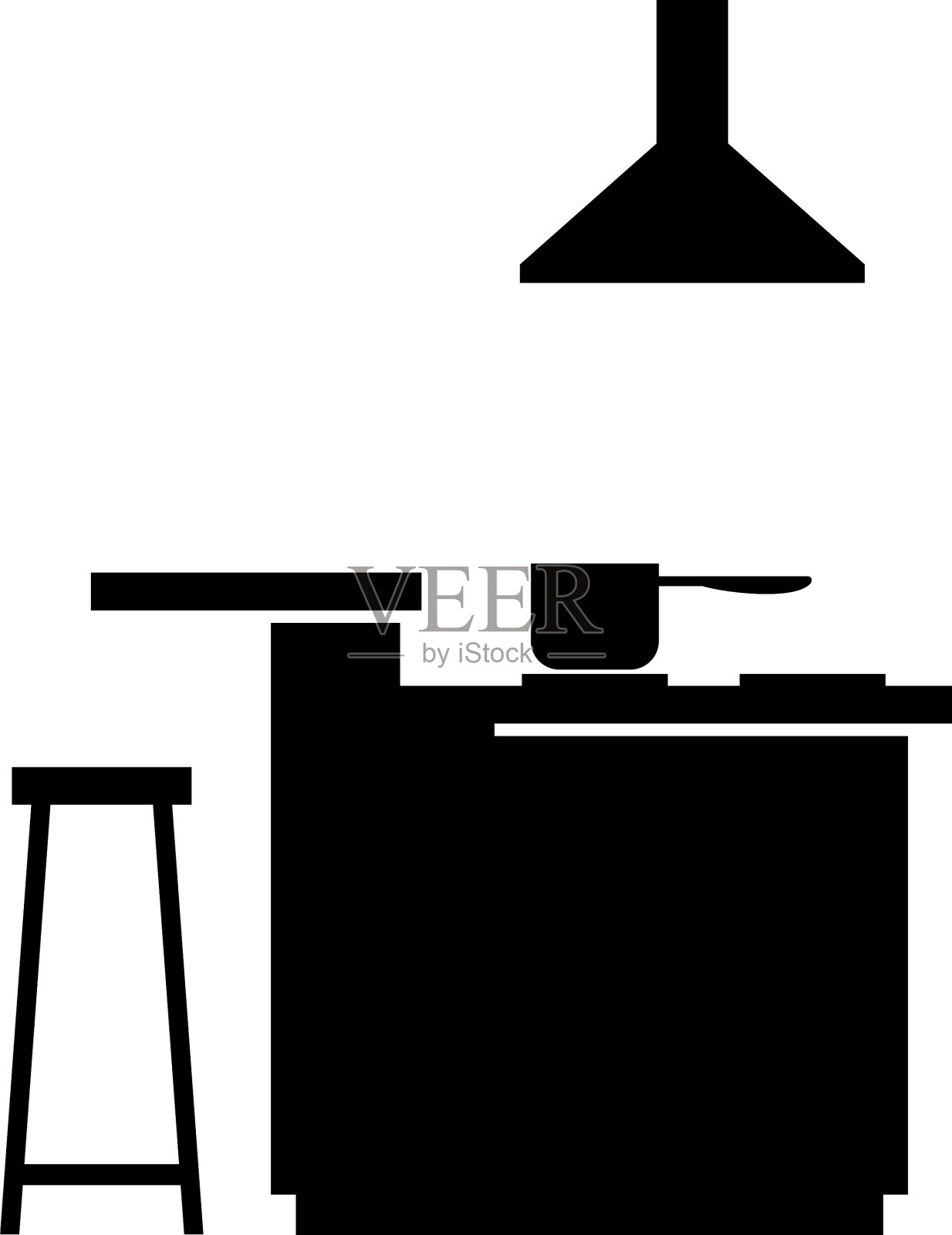 厨房吧台站柜台炉和罩上面设计元素图片