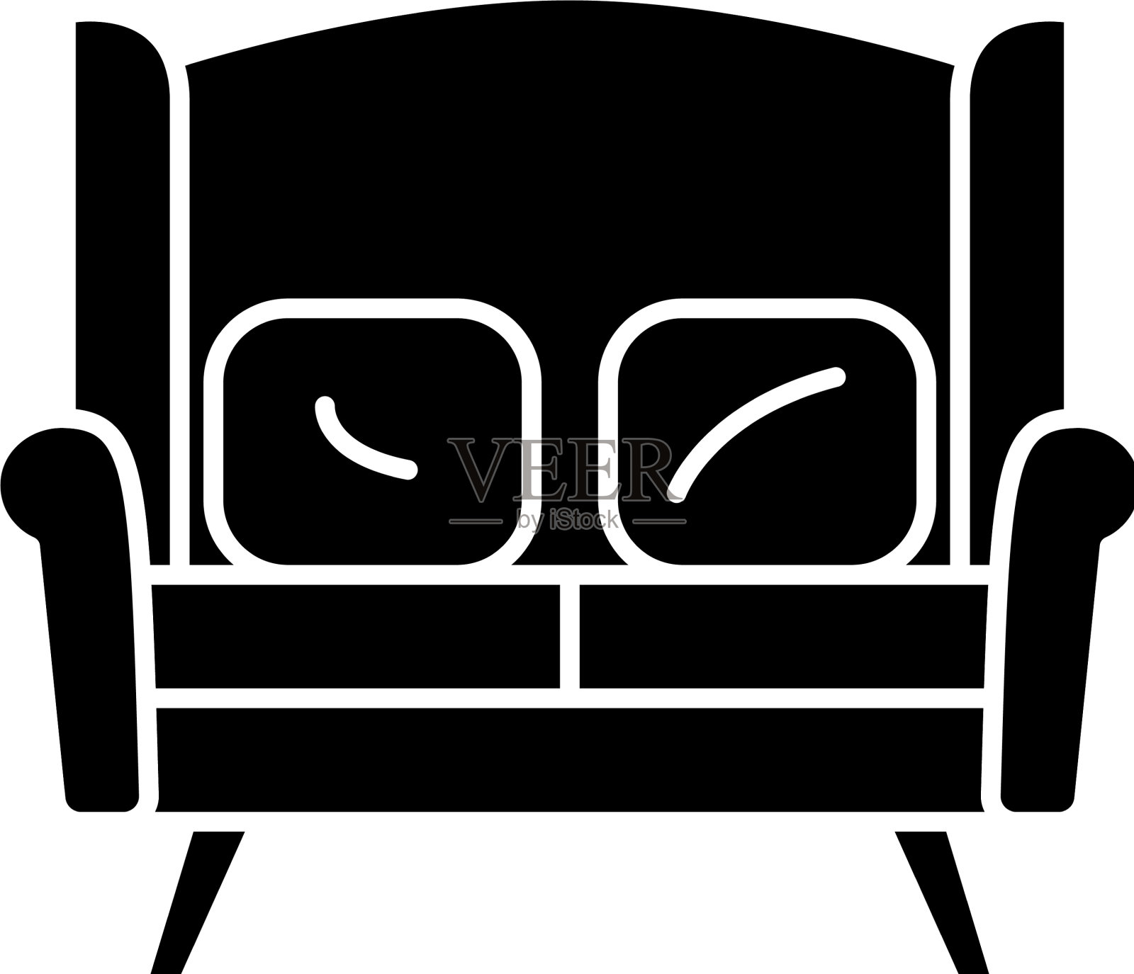 沙发上为两个黑色图标标识隔离设计元素图片