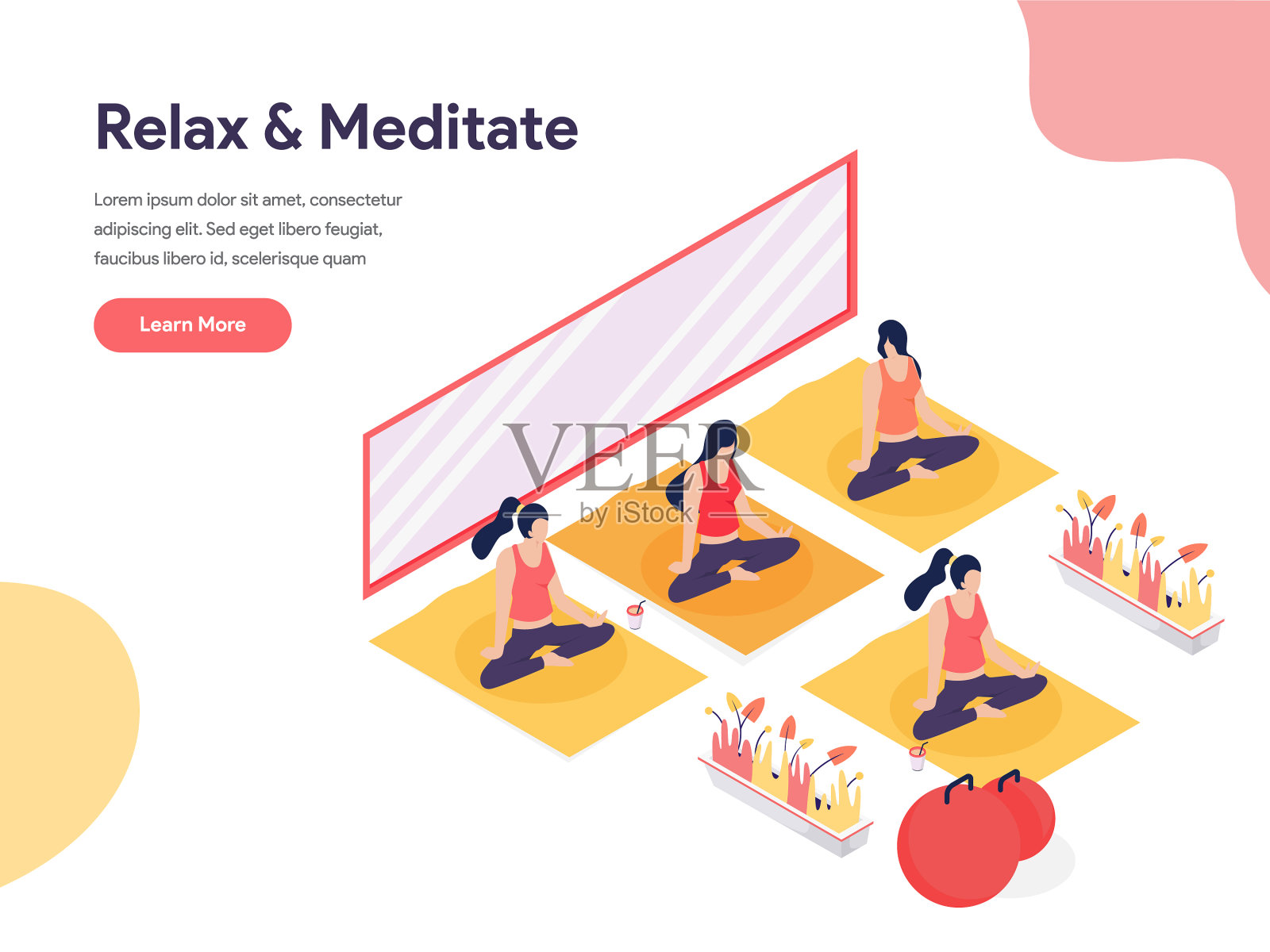 放松和冥想等距概念等距概念插画图片素材