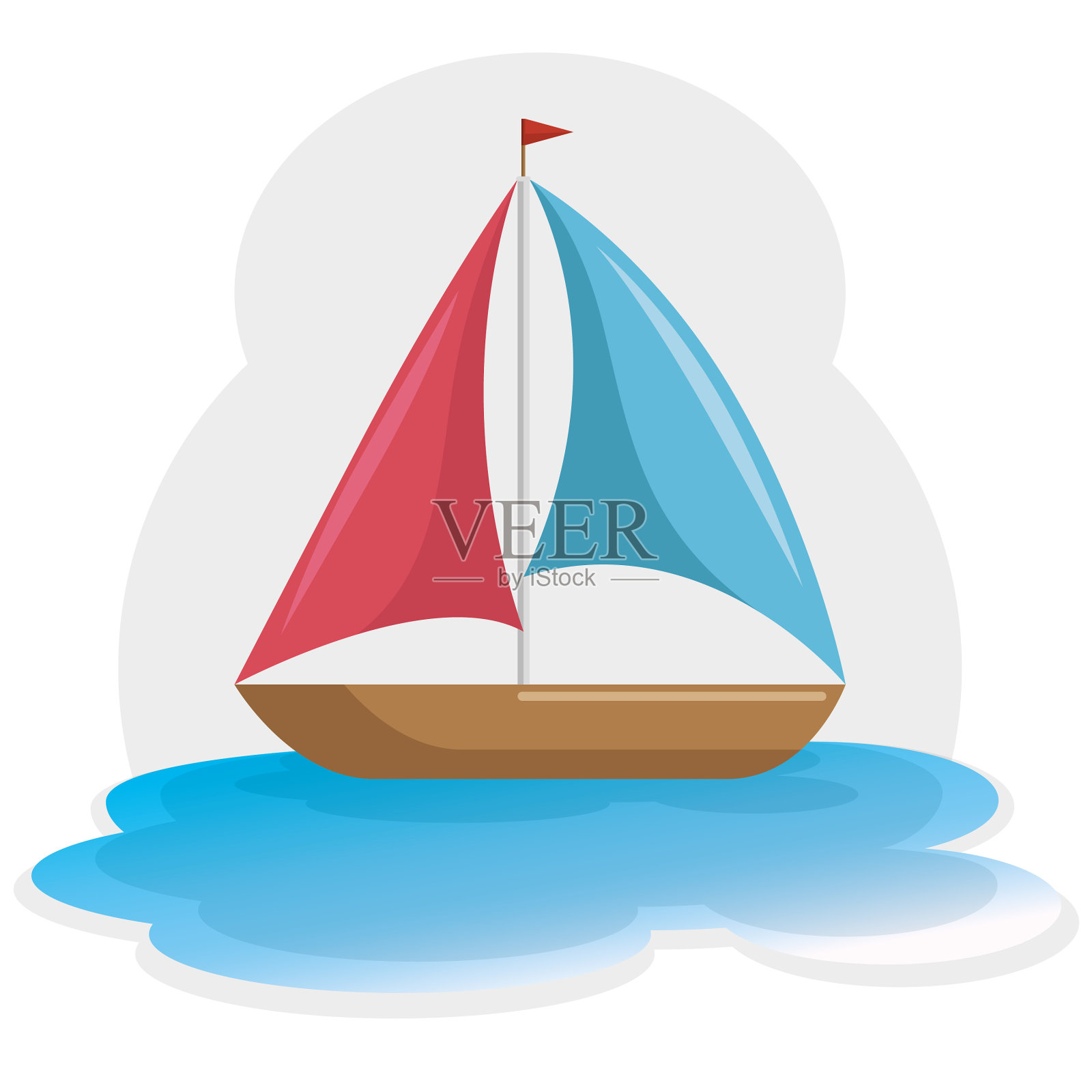 色彩斑斓的帆船图标设计元素图片