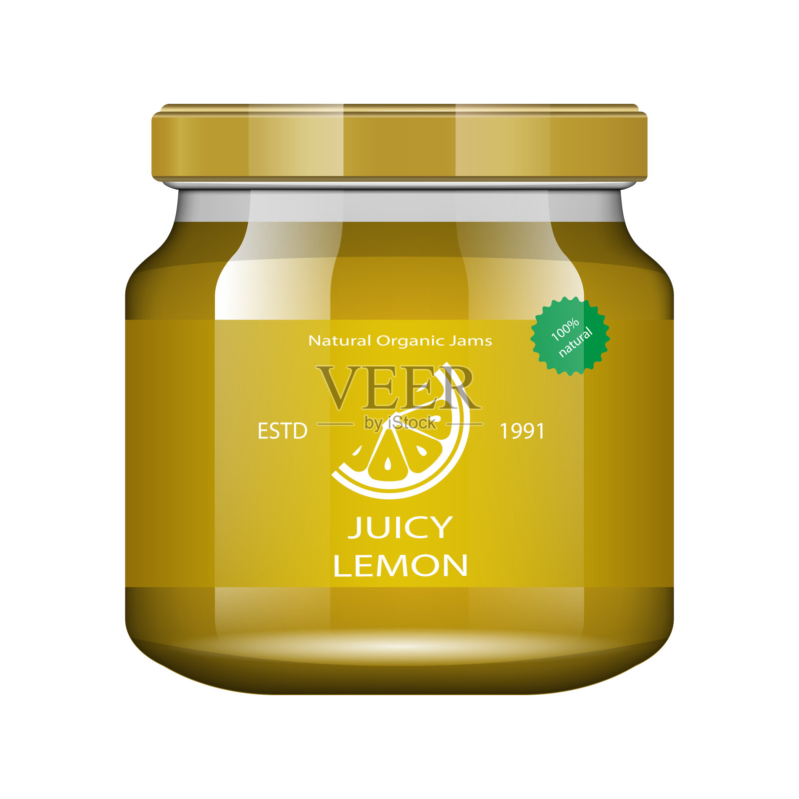 果酱柠檬玻璃罐与果酱配置设计元素图片