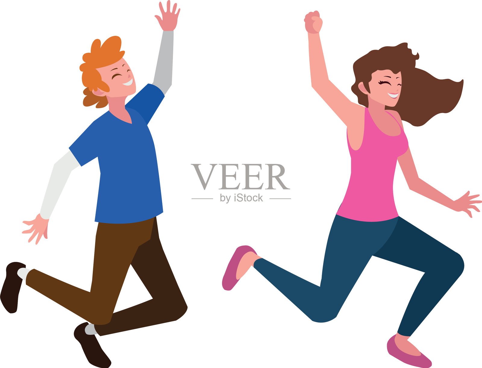 快乐的年轻夫妇庆祝人物设计元素图片