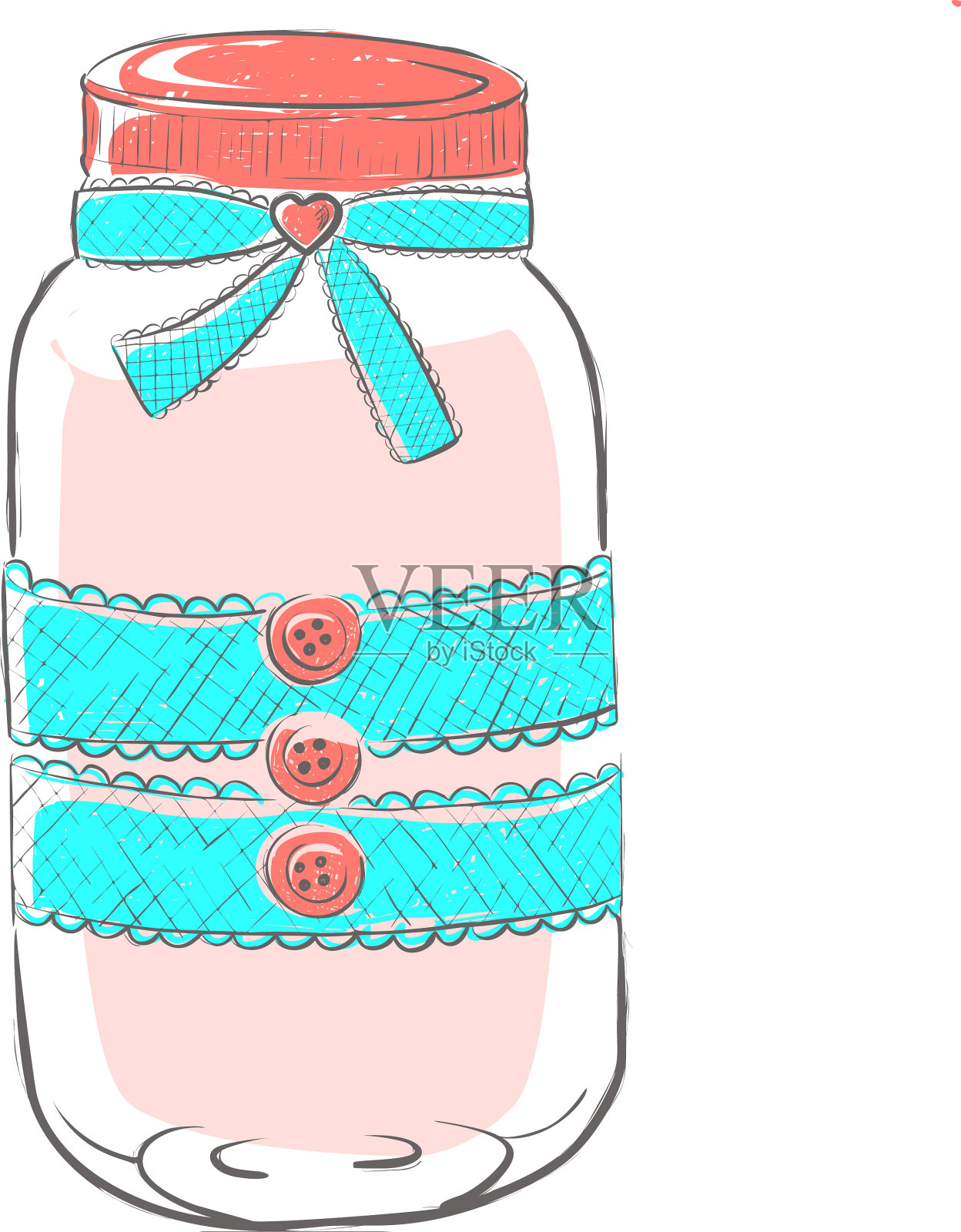 用花边和线装饰的玻璃罐设计元素图片