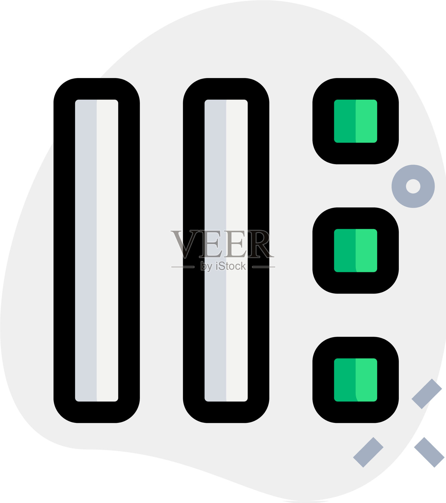 右双垂直列与缩略图网格图标素材