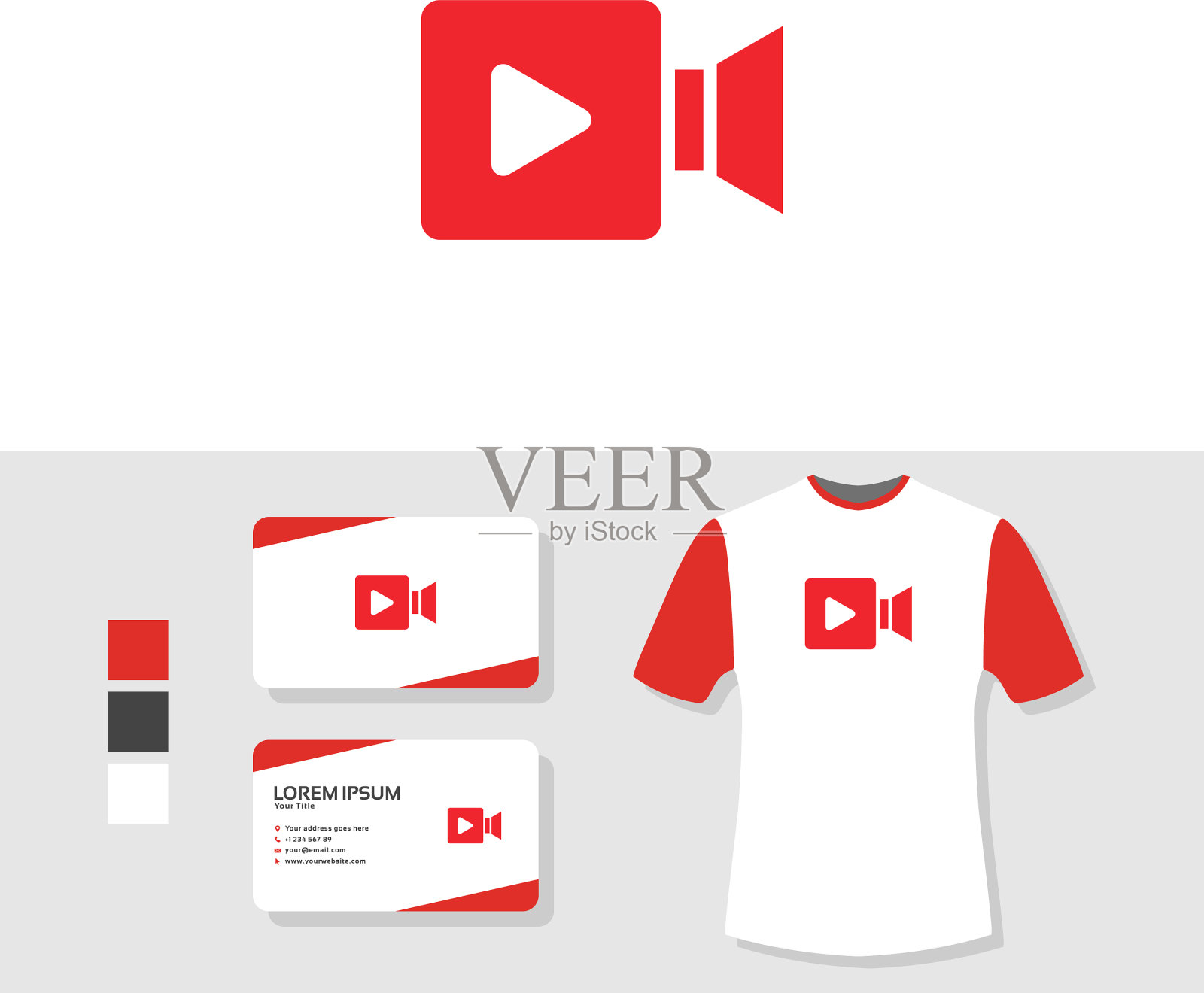 视频标志设计与名片和t恤设计模板素材