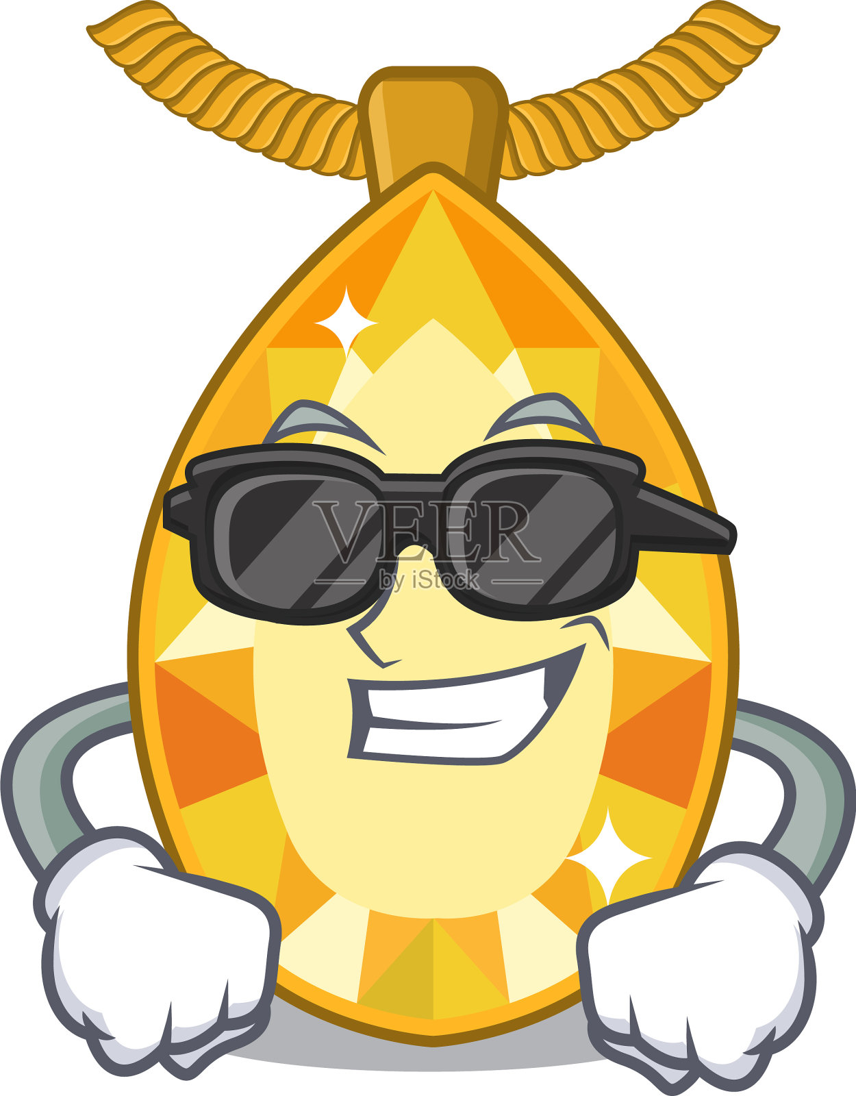 超级酷的黄玉首饰孤立在卡通设计元素图片