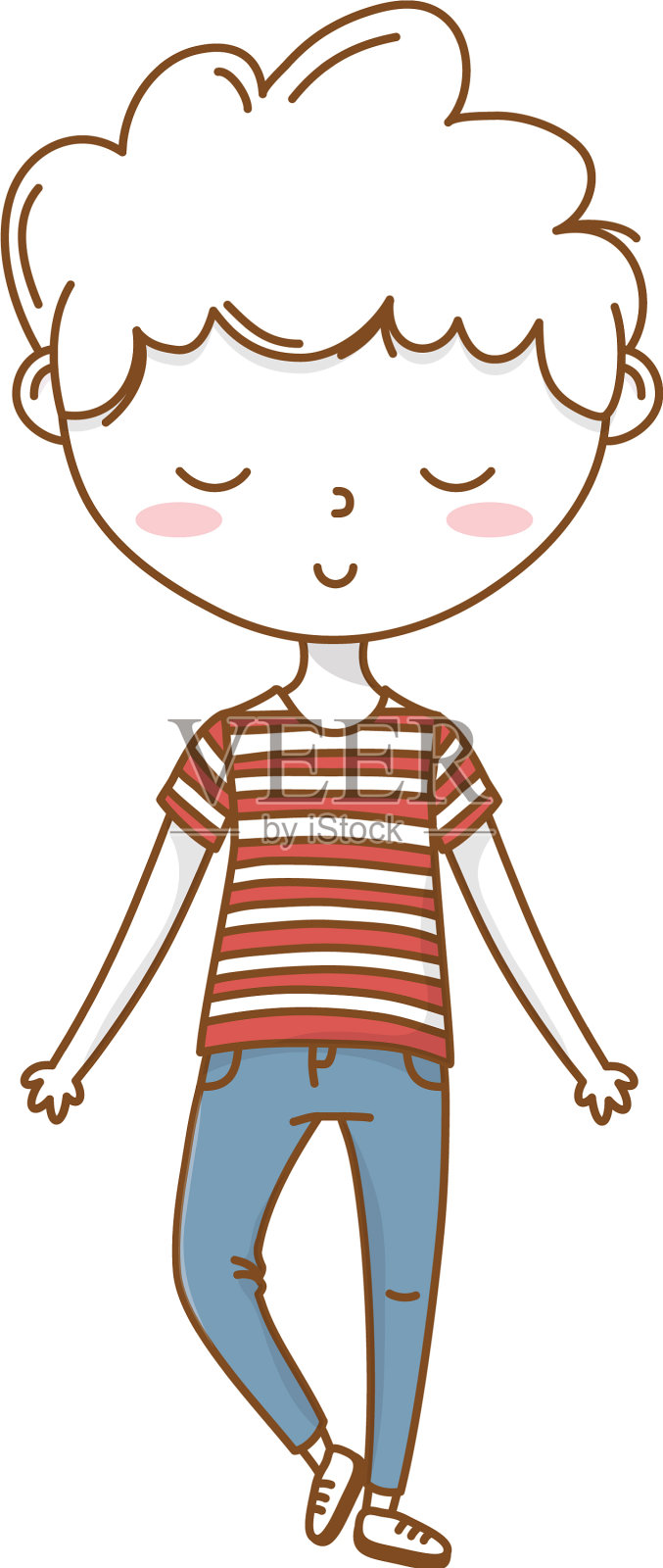 时尚男孩卡通装孤立设计元素图片