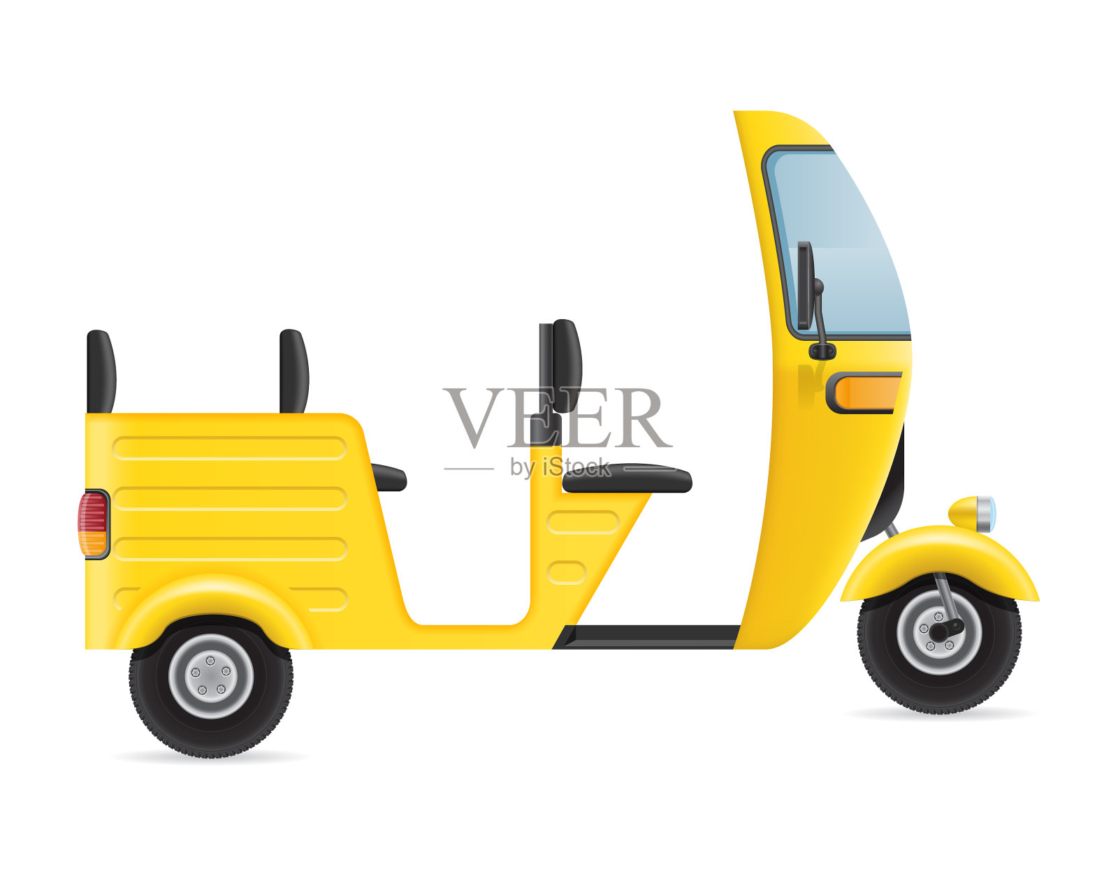 机动三轮车嘟嘟印度出租车运输插画图片素材