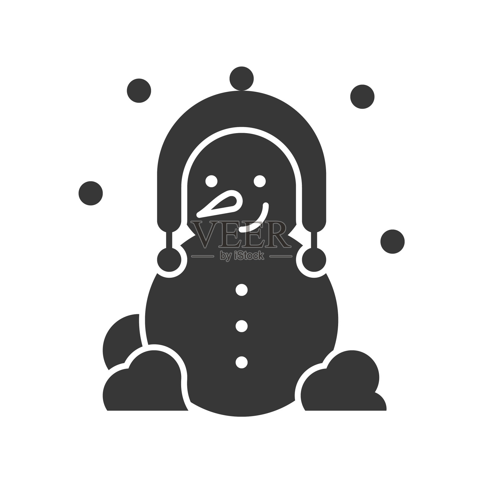 雪人图标在剪影设计中用作设计元素图片