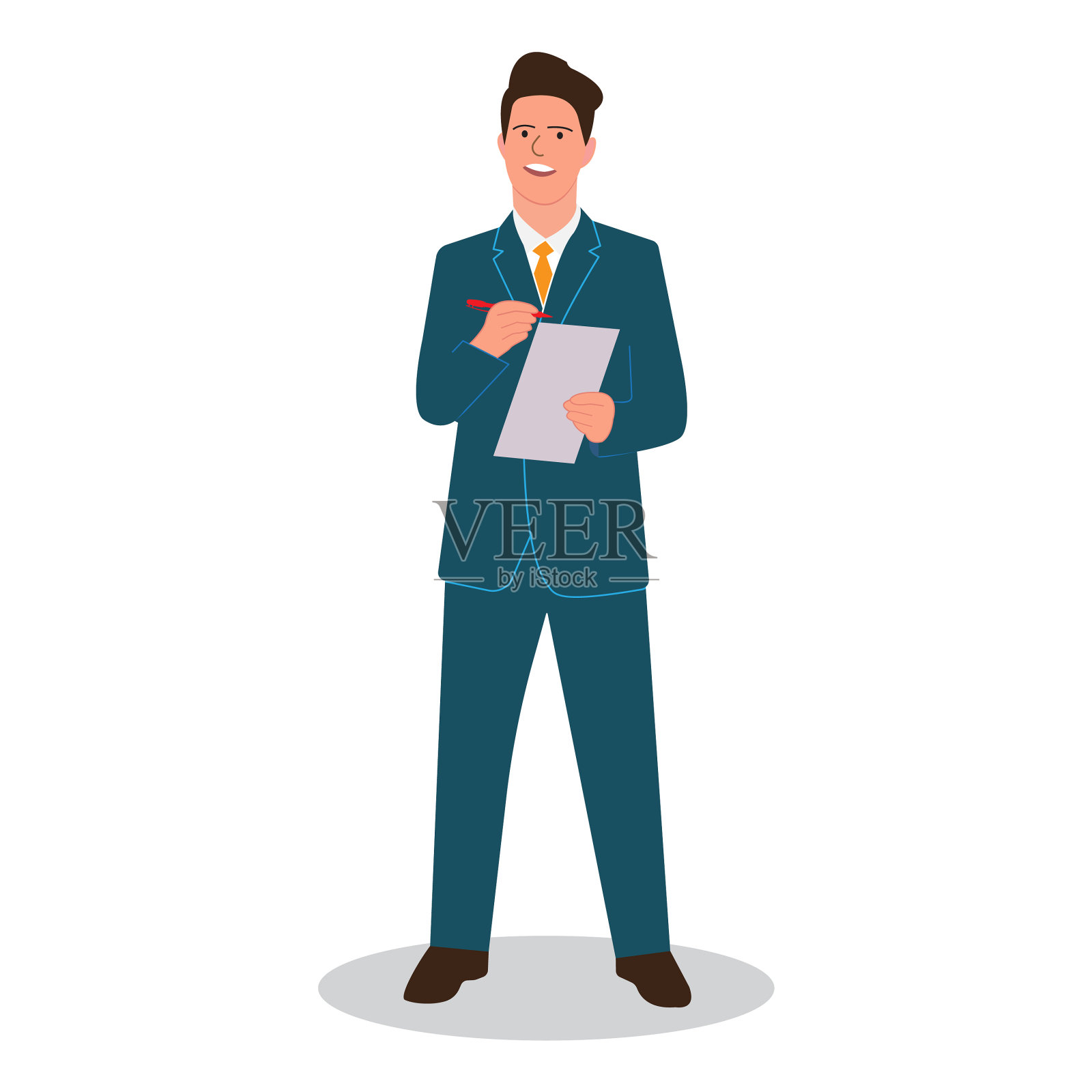 一个商人在纸上写一份报告设计元素图片