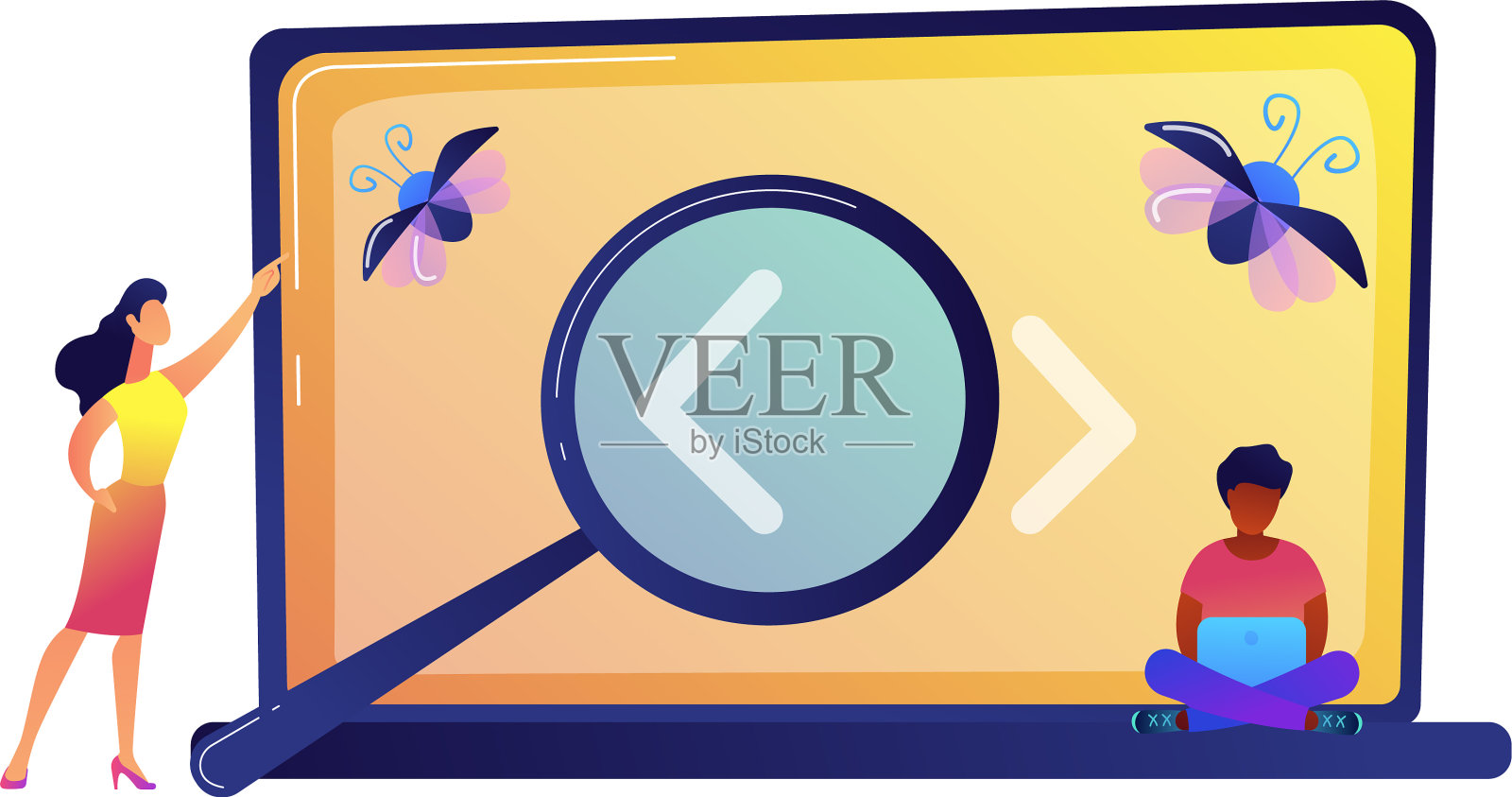 寻找笔记本电脑屏幕漏洞的程序员设计元素图片