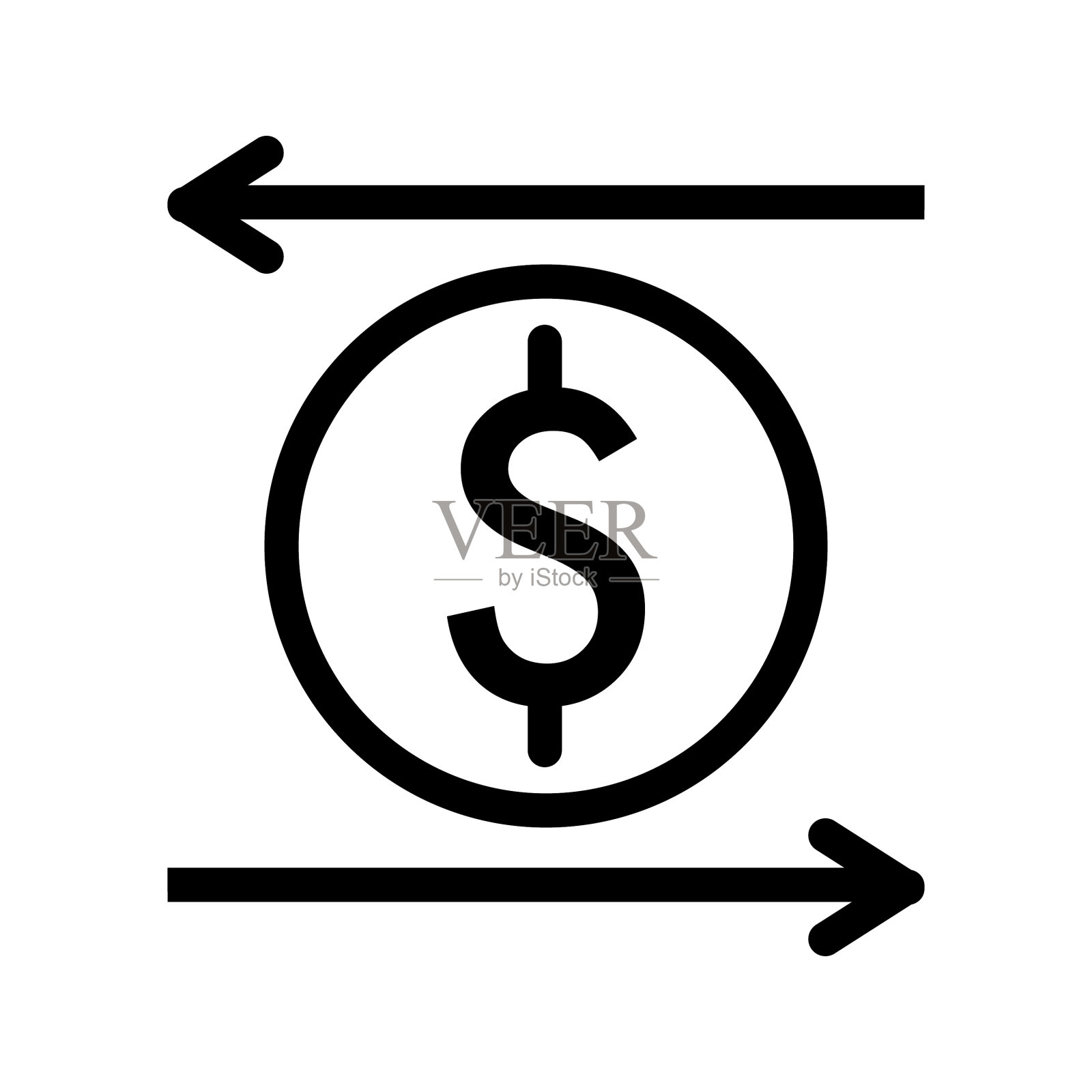 美元箭头图标黑色和白色的钱图标素材